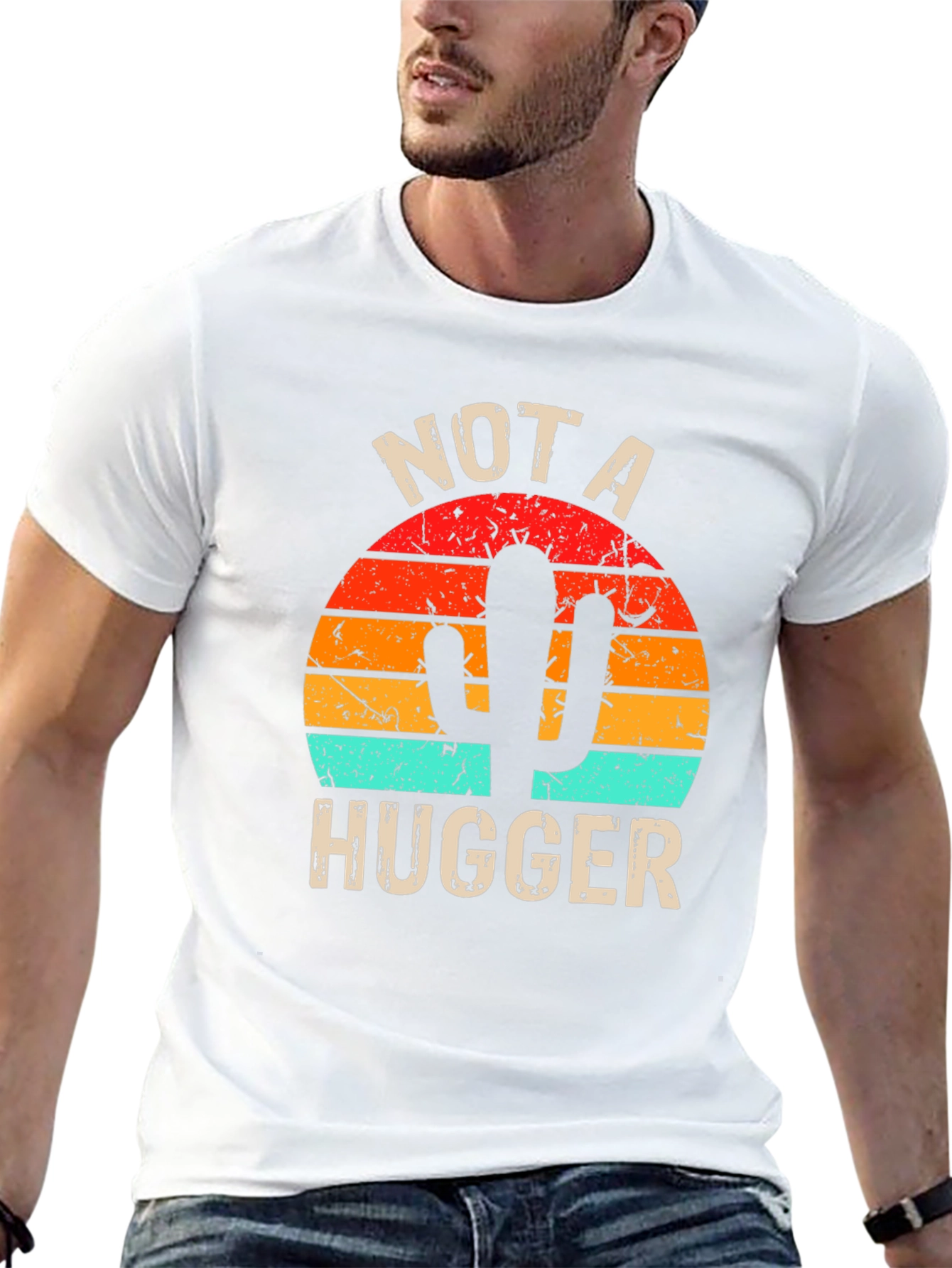 Black Not A Hugger Cactus Graphic T-Shirt view 13