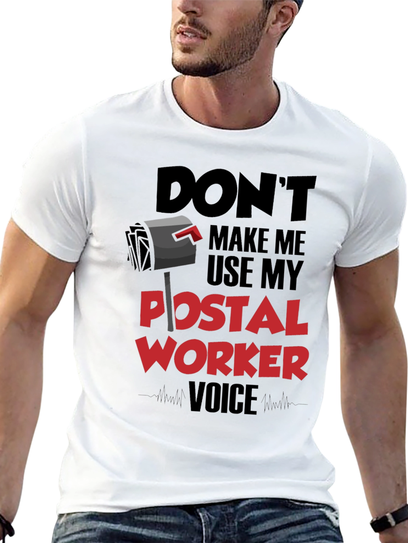 Black Postal Worker Voice T-Shirt - Funny Mail Carrier Tee view 13