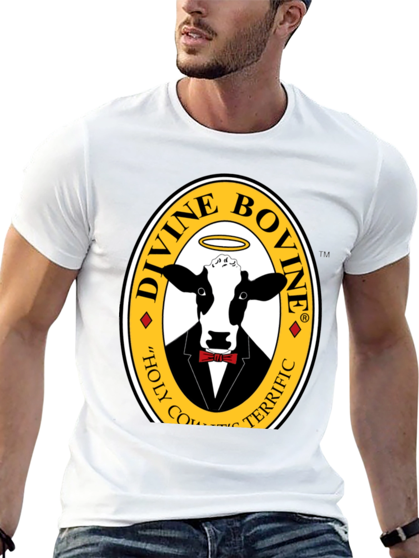 Black Divine Bovine T-Shirt - Holy Cow Terrific Tee view 13
