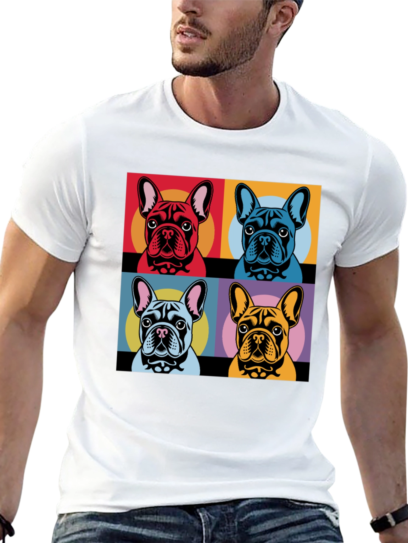 Black Pop Art French Bulldog T-Shirt view 13