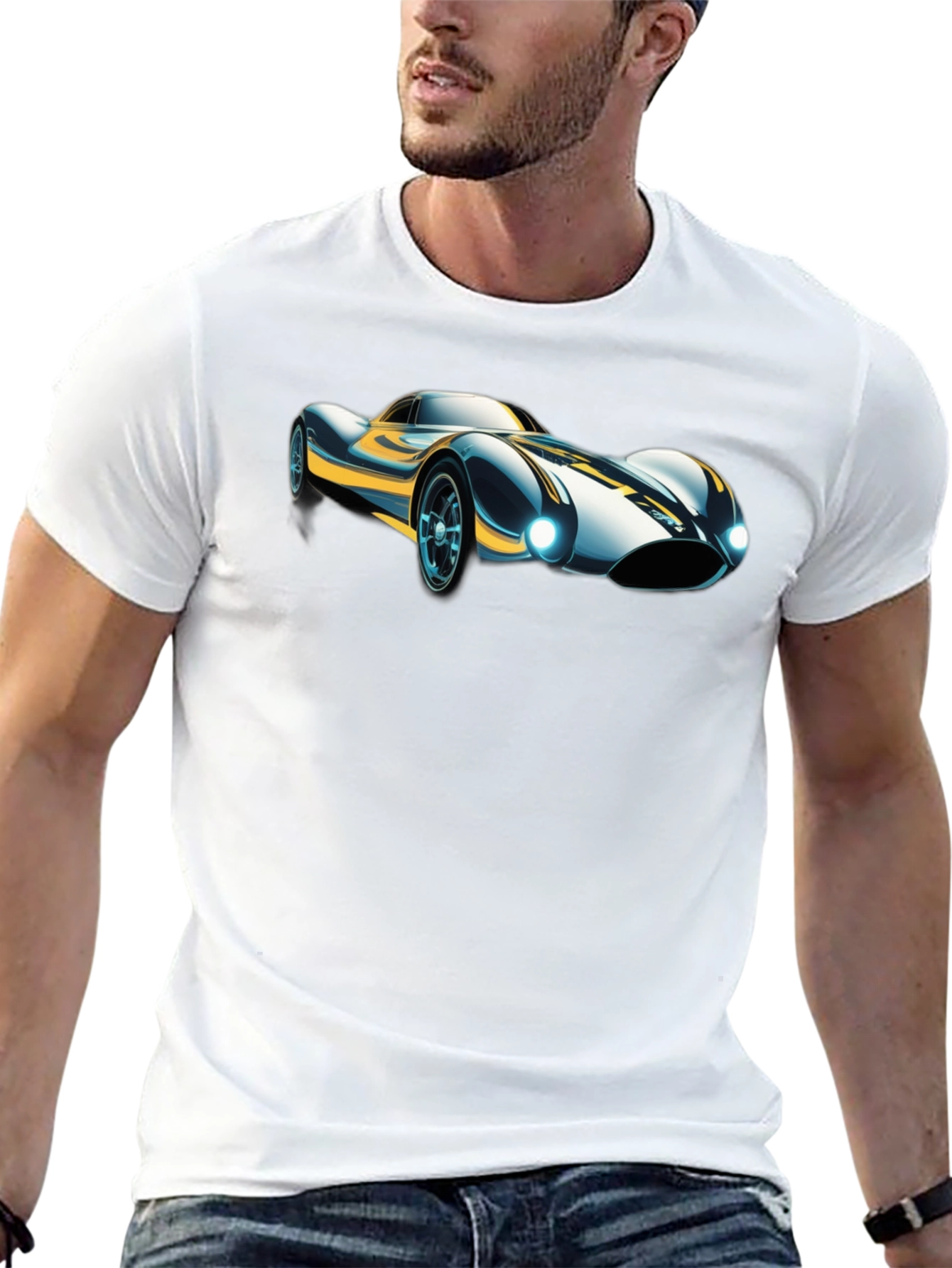 Black Retro Racer T-Shirt - Classic Car Design view 13