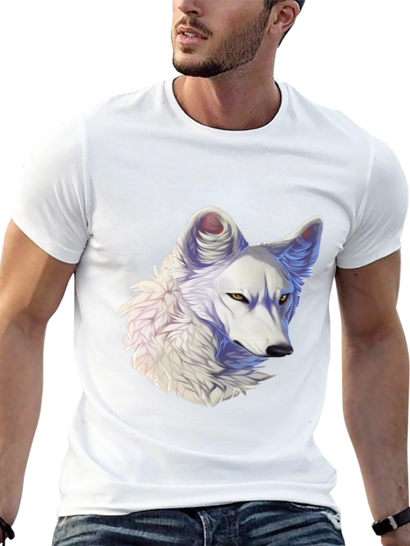 Black Arctic Wolf Graphic Tee - Black Cotton Blend view 13