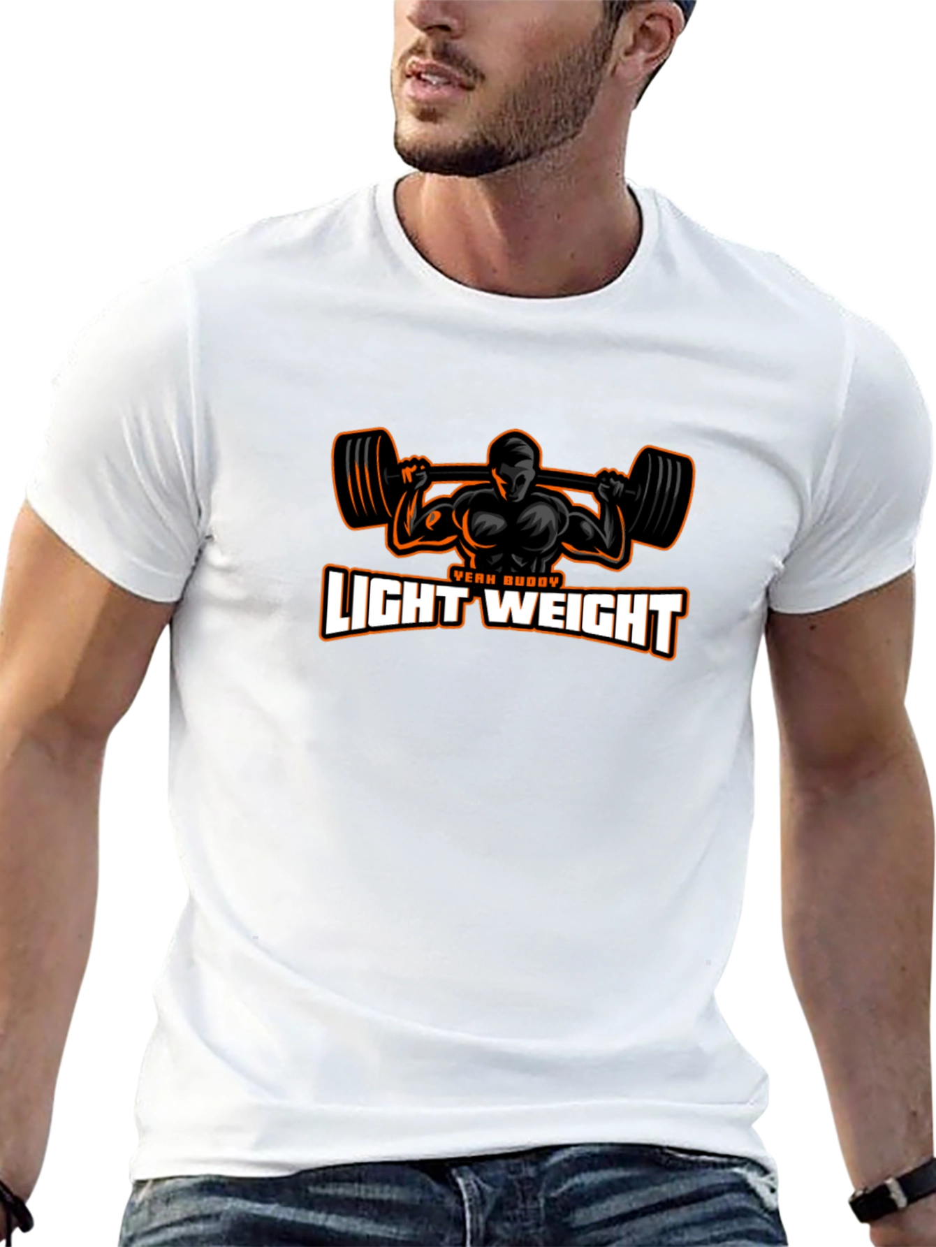 Light Weight, Yeah Buddy! Men's Black T-Shirt - 13