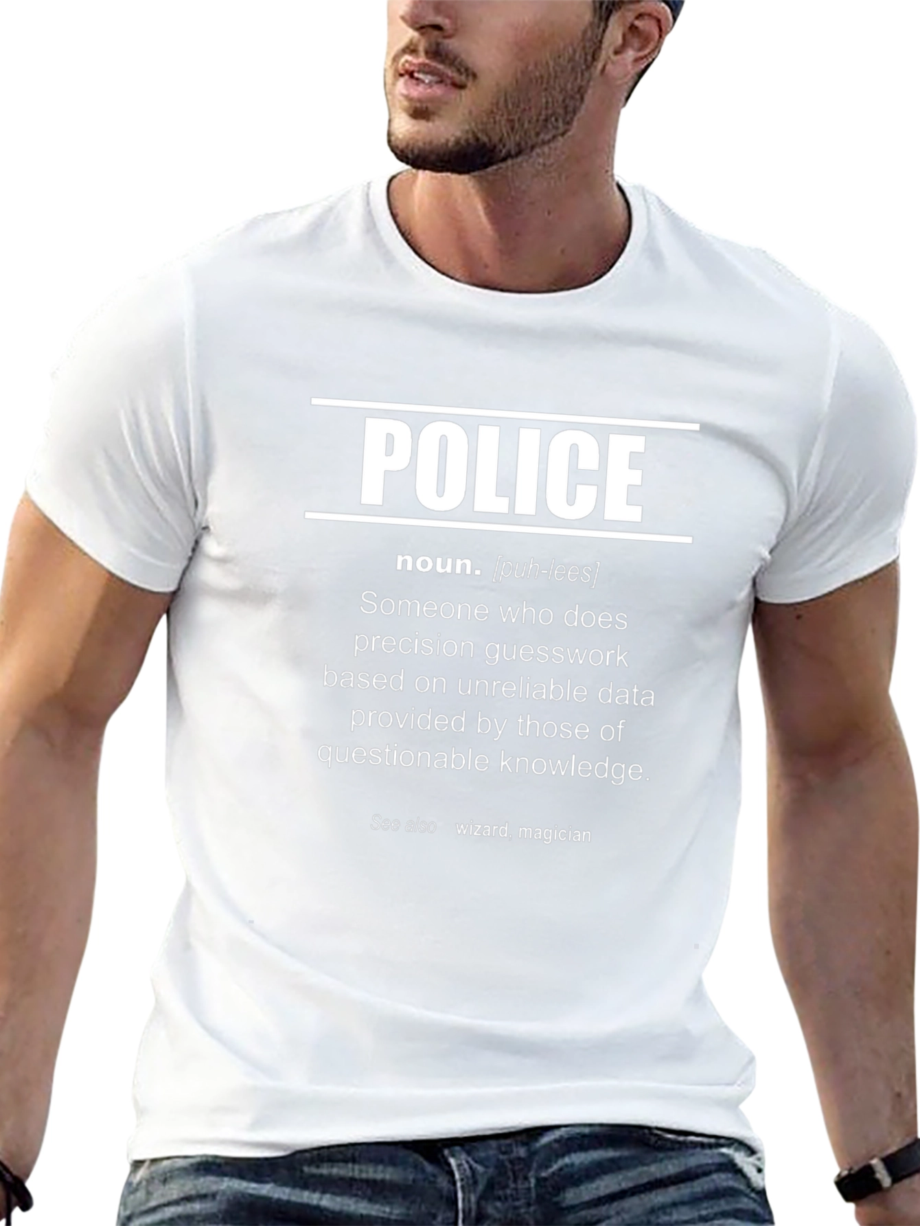 Black Funny Police Definition T-Shirt - Wizard Magician view 13