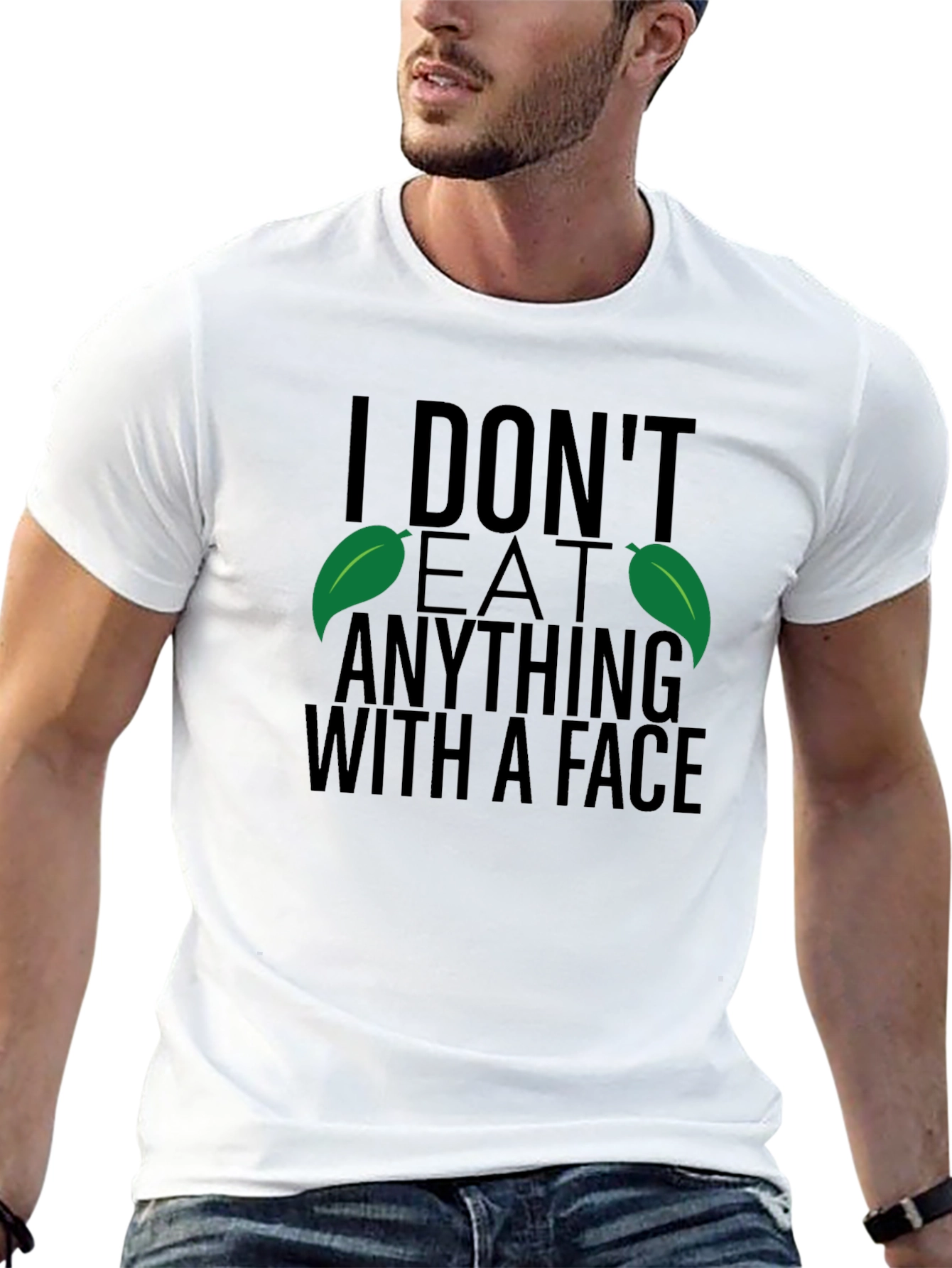 Black Vegan T-Shirt - I Don't Eat Anything With A Face view 13