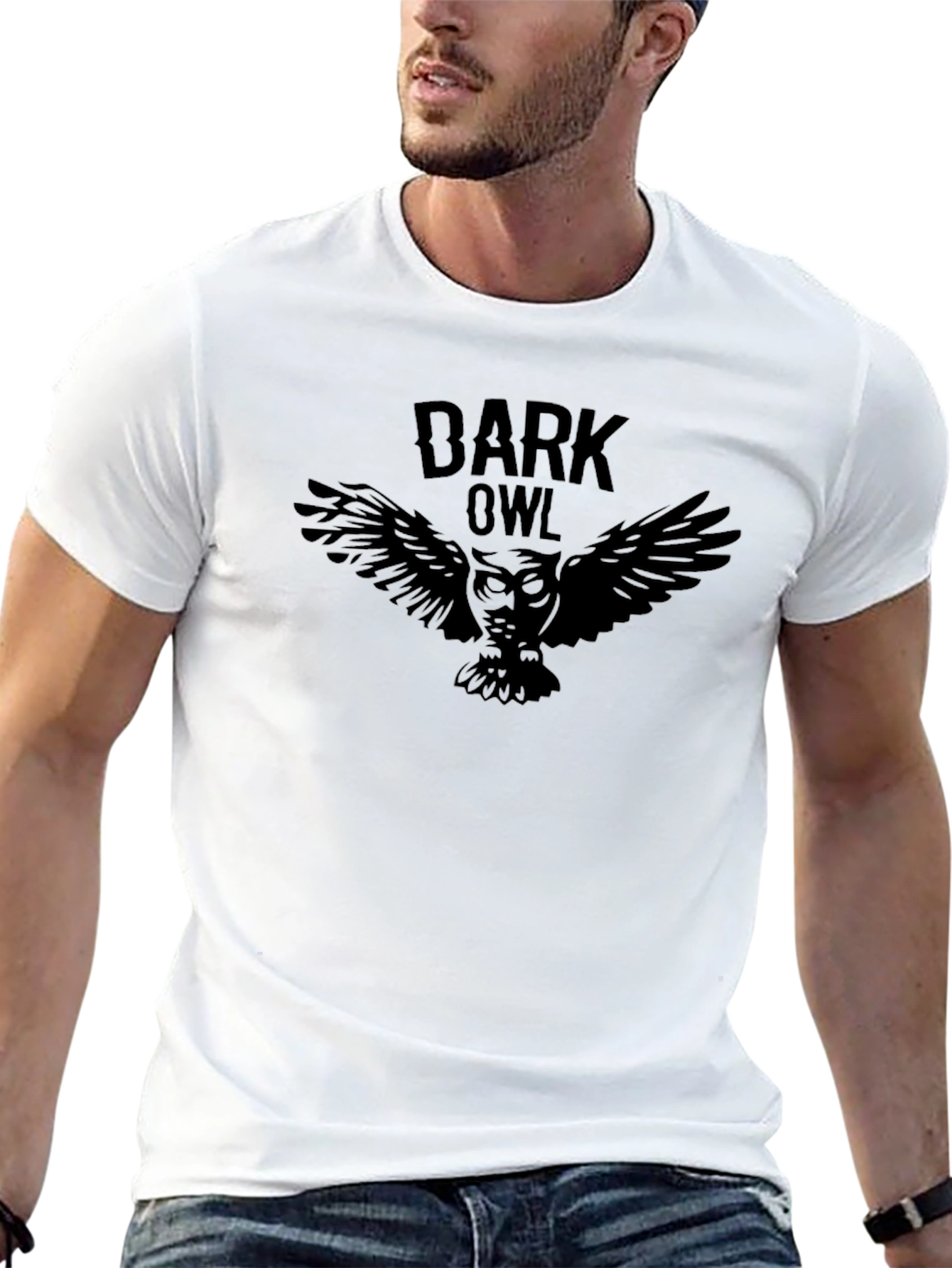 Black Dark Owl Graphic T-Shirt - Premium Black Cotton Tee view 13