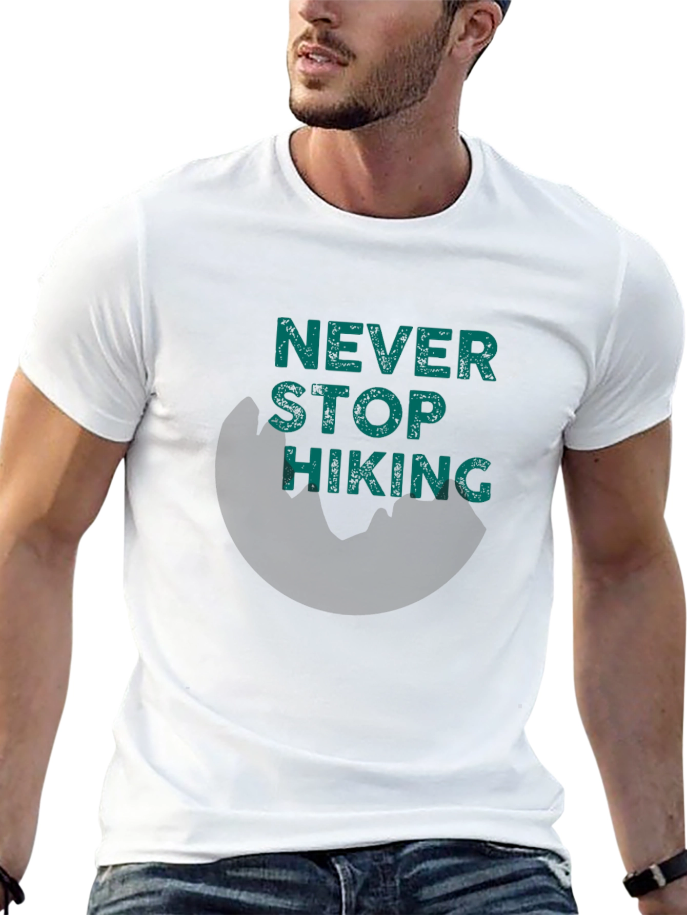 Black Never Stop Hiking Tee -  Men's Graphic T-Shirt view 13