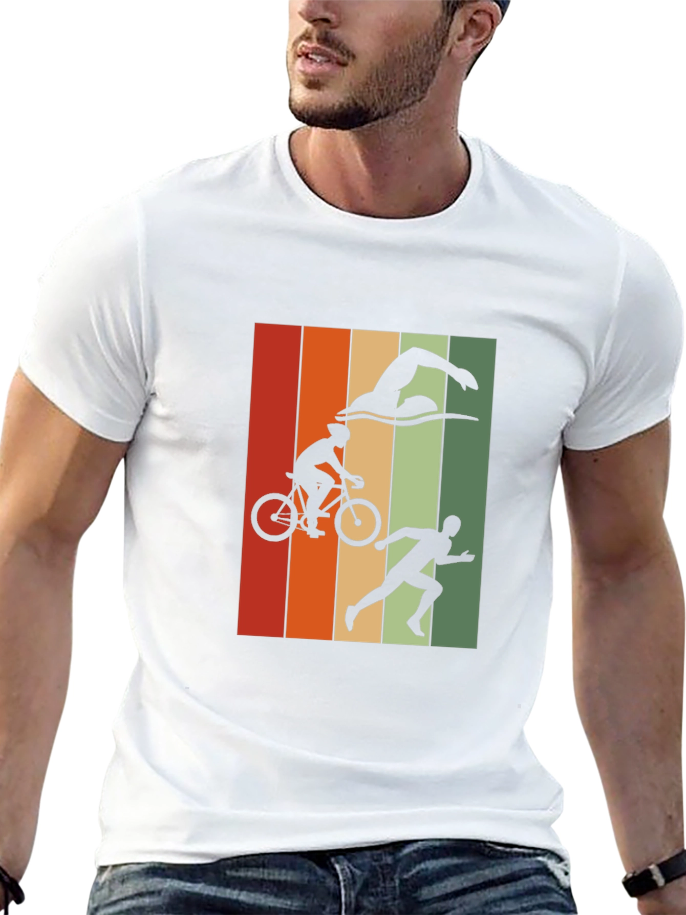 Black Triathlon Graphic T-Shirt - Black view 13