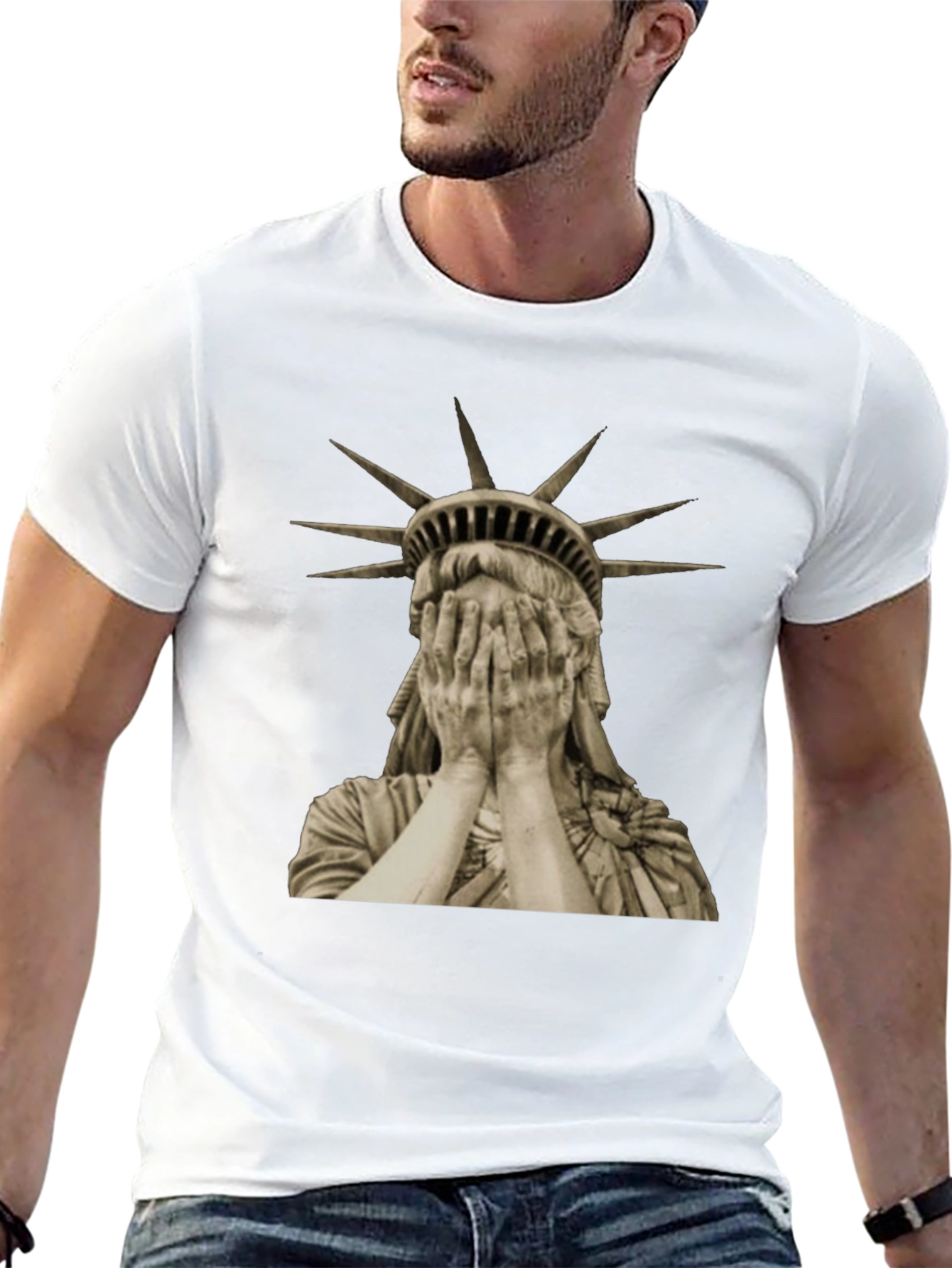 Black Statue of Liberty Crying Graphic Tee view 13