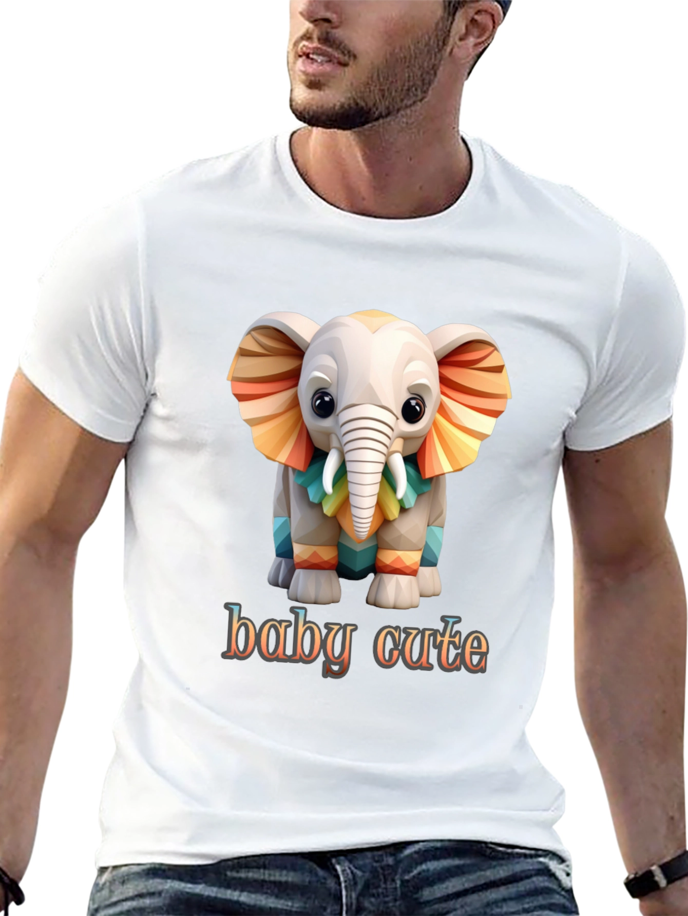 Black Cute Baby Elephant Graphic Tee - Soft Cotton Comfort view 13