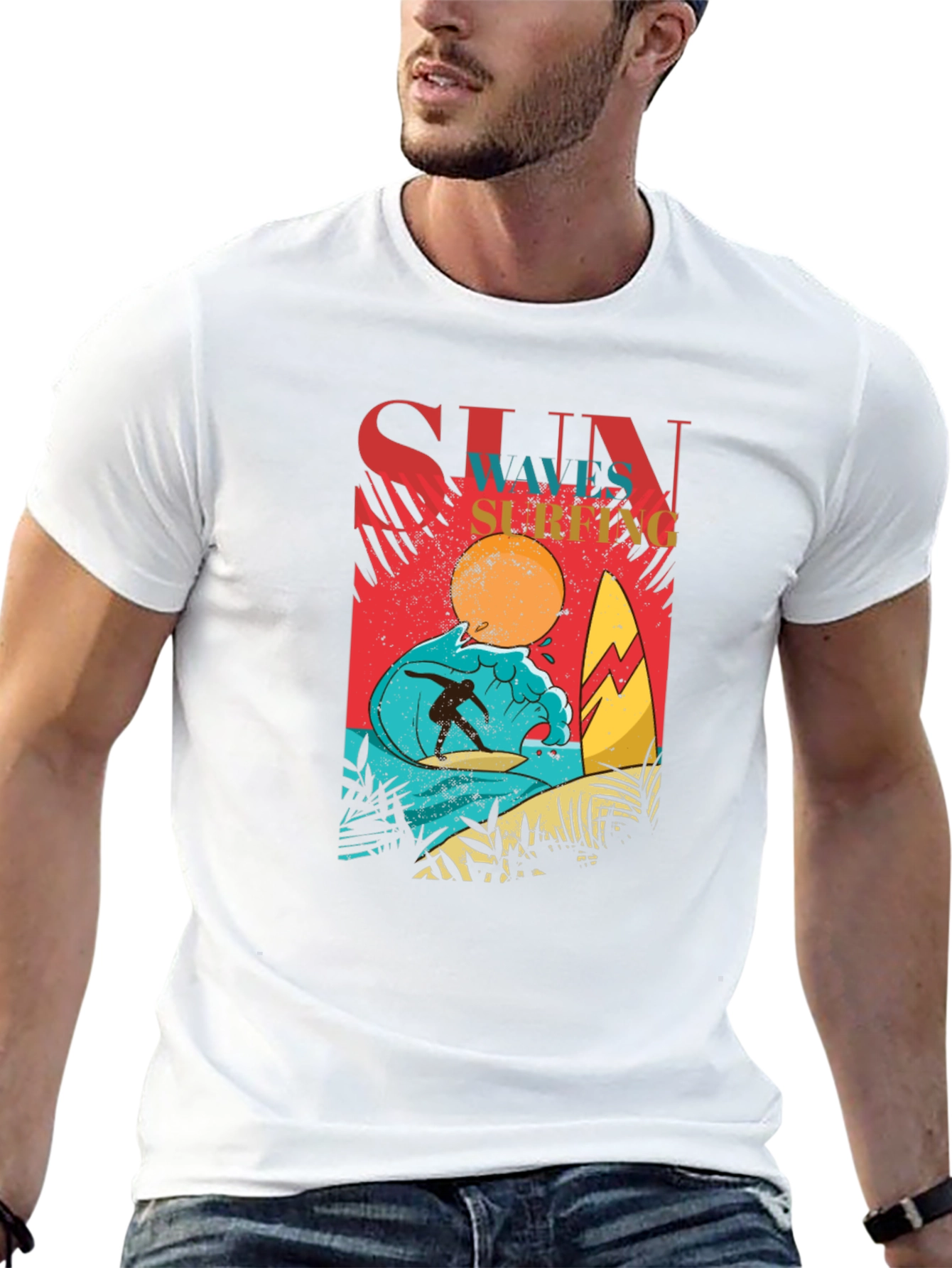 Black Surf's Up Graphic Tee - Black Cotton T-Shirt view 13