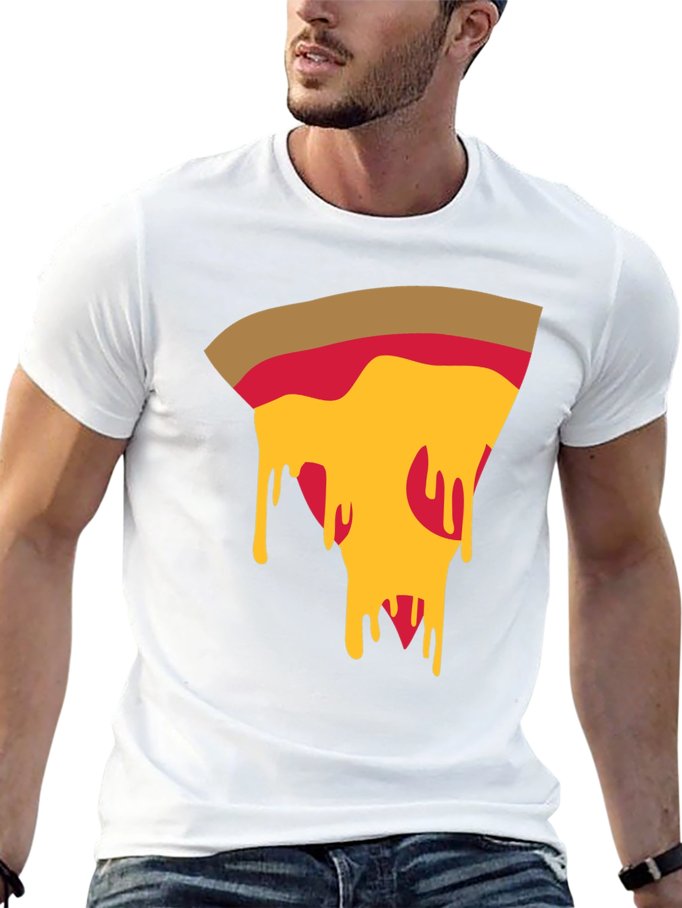 Black Pizza Slice Graphic Tee - Casual Black T-Shirt view 13