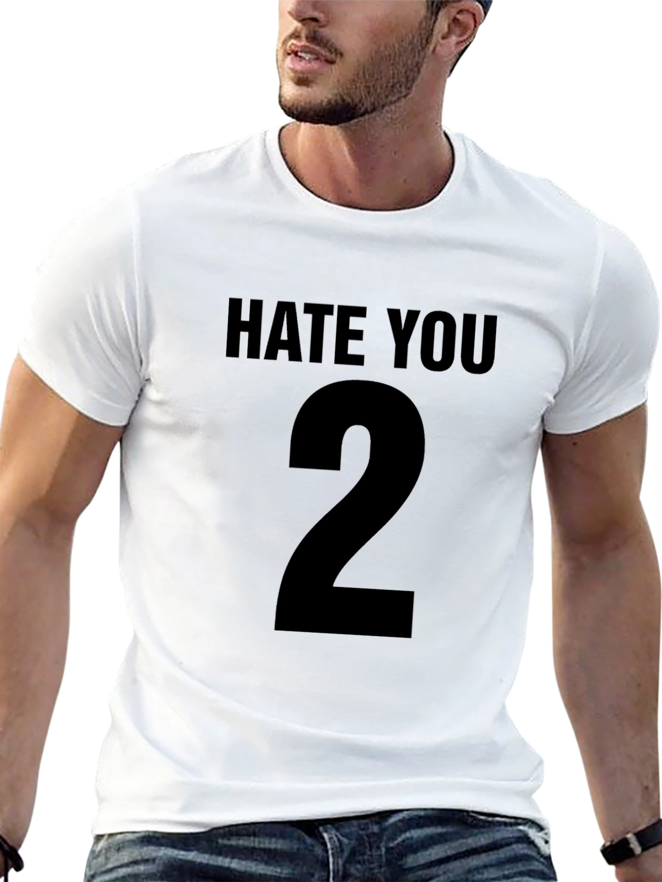 Black Hate You 2 Black T-Shirt Sarcastic Graphic Tee view 13
