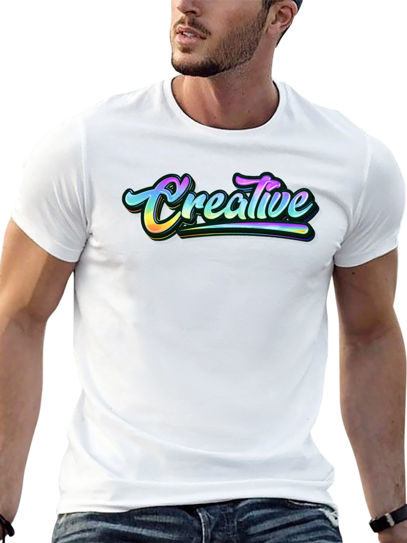Black Creative Graphic T-Shirt - Black Cotton Tee view 13