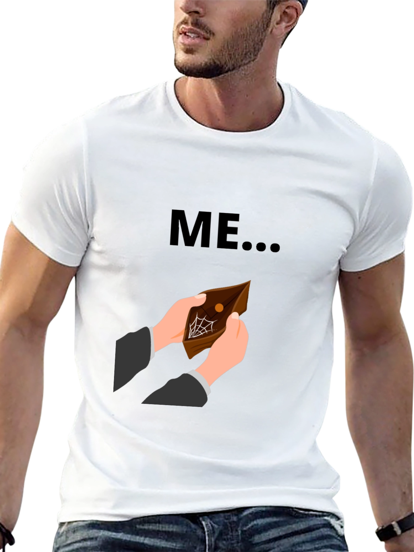 Black Funny 'ME' Empty Wallet Graphic T-Shirt view 13