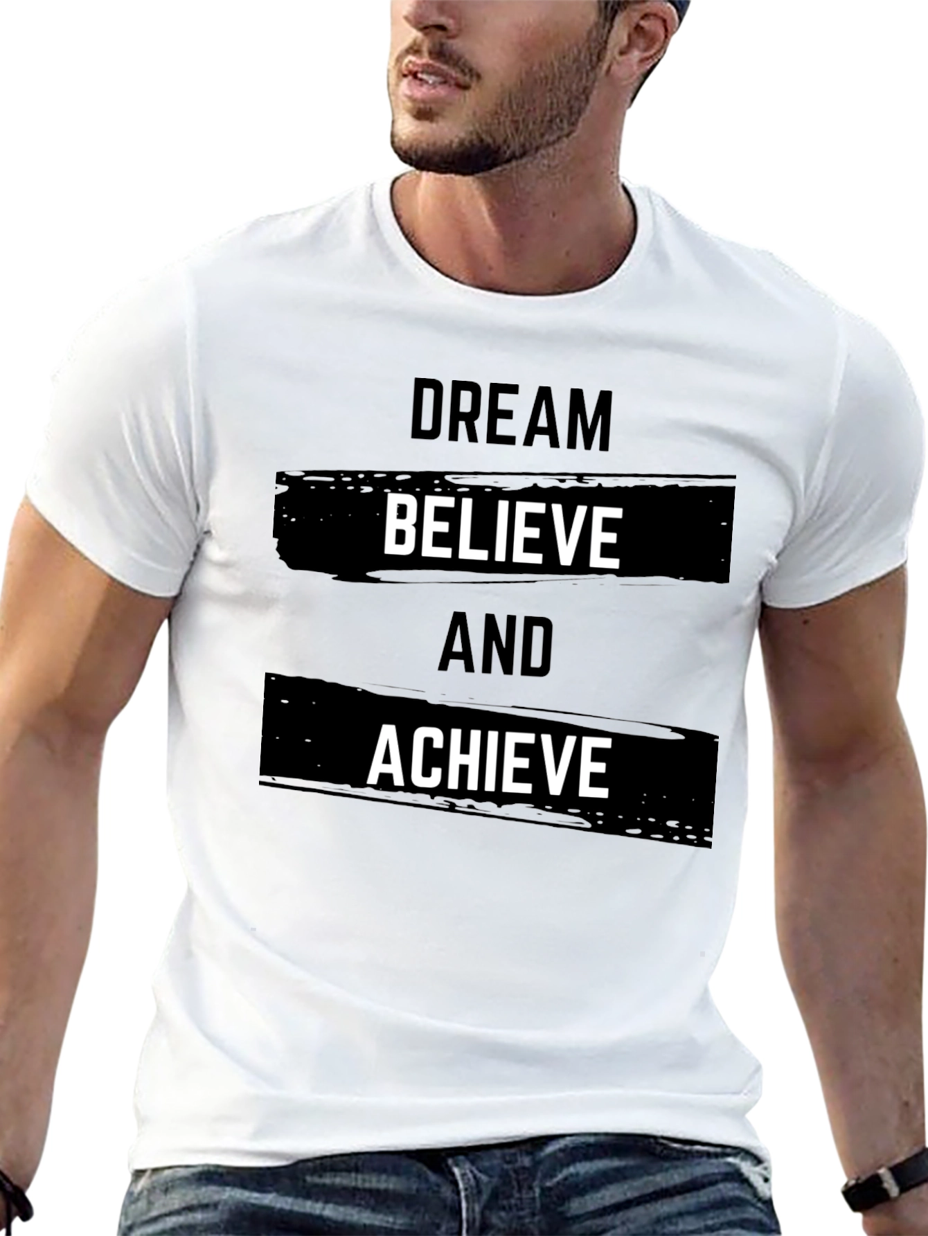 Black Dream Believe Achieve Black T-Shirt view 13