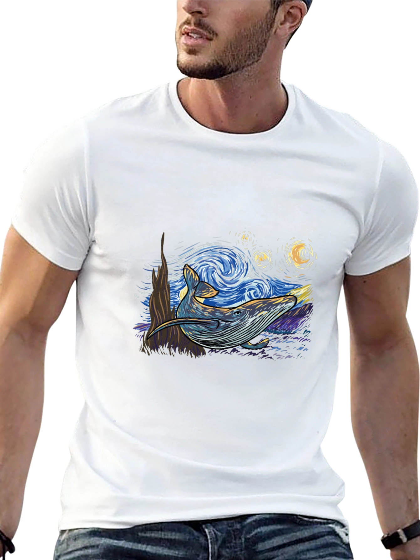 Black Starry Whale Tee - Artistic Graphic Print view 13