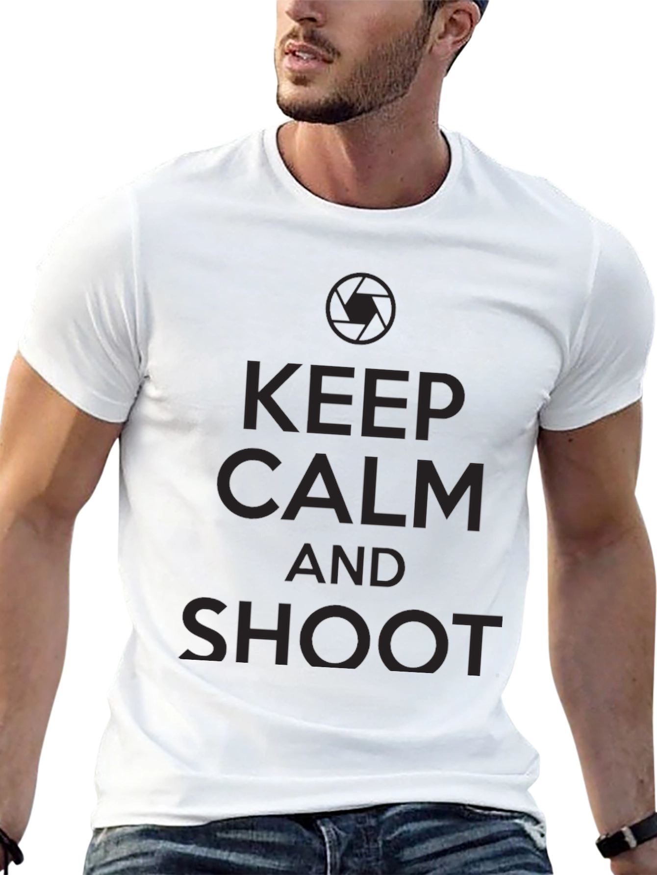 Black Keep Calm and Shoot Black T-Shirt view 13