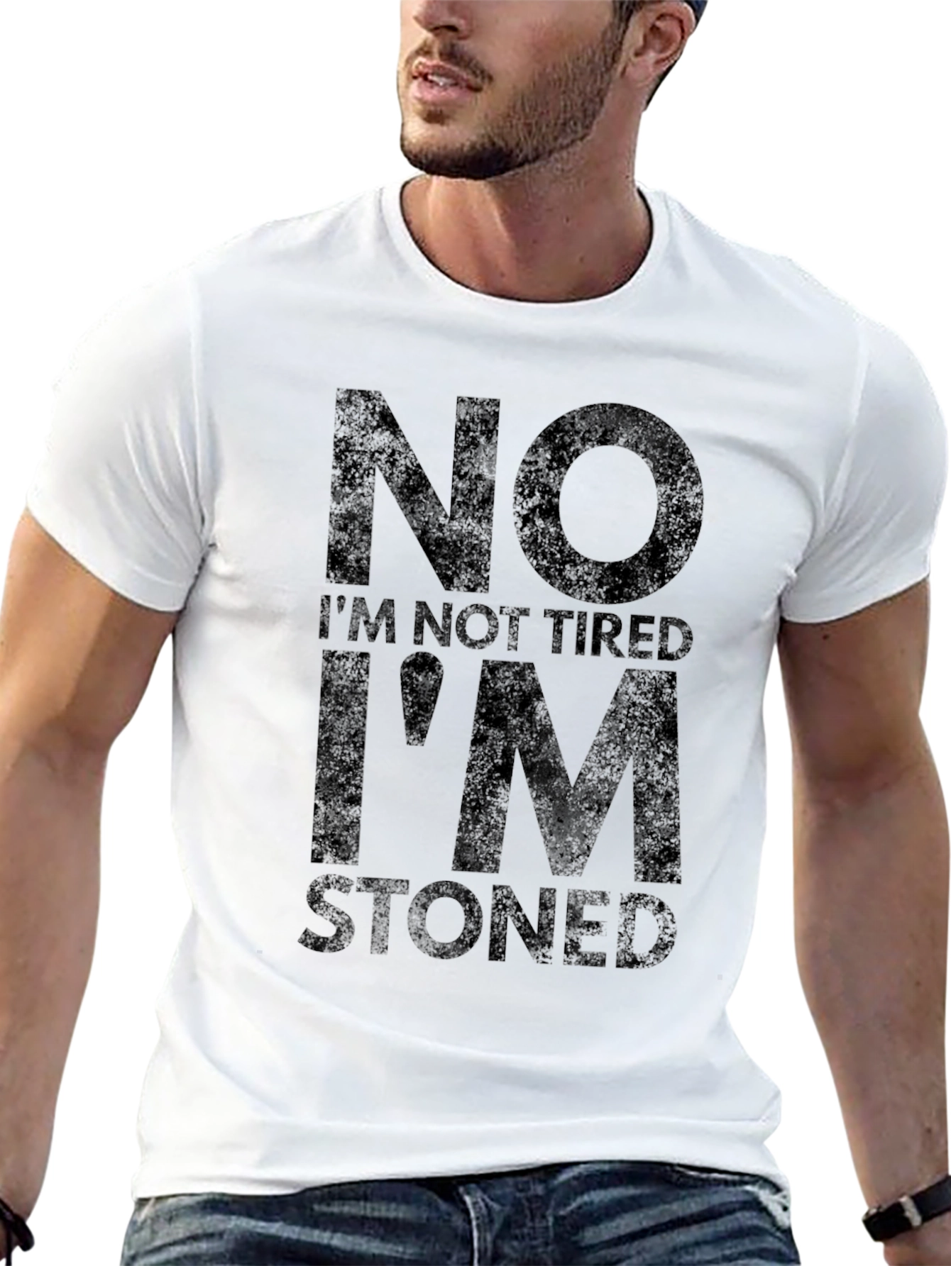 Black No I'm Not Tired I'm Stoned T-Shirt view 13