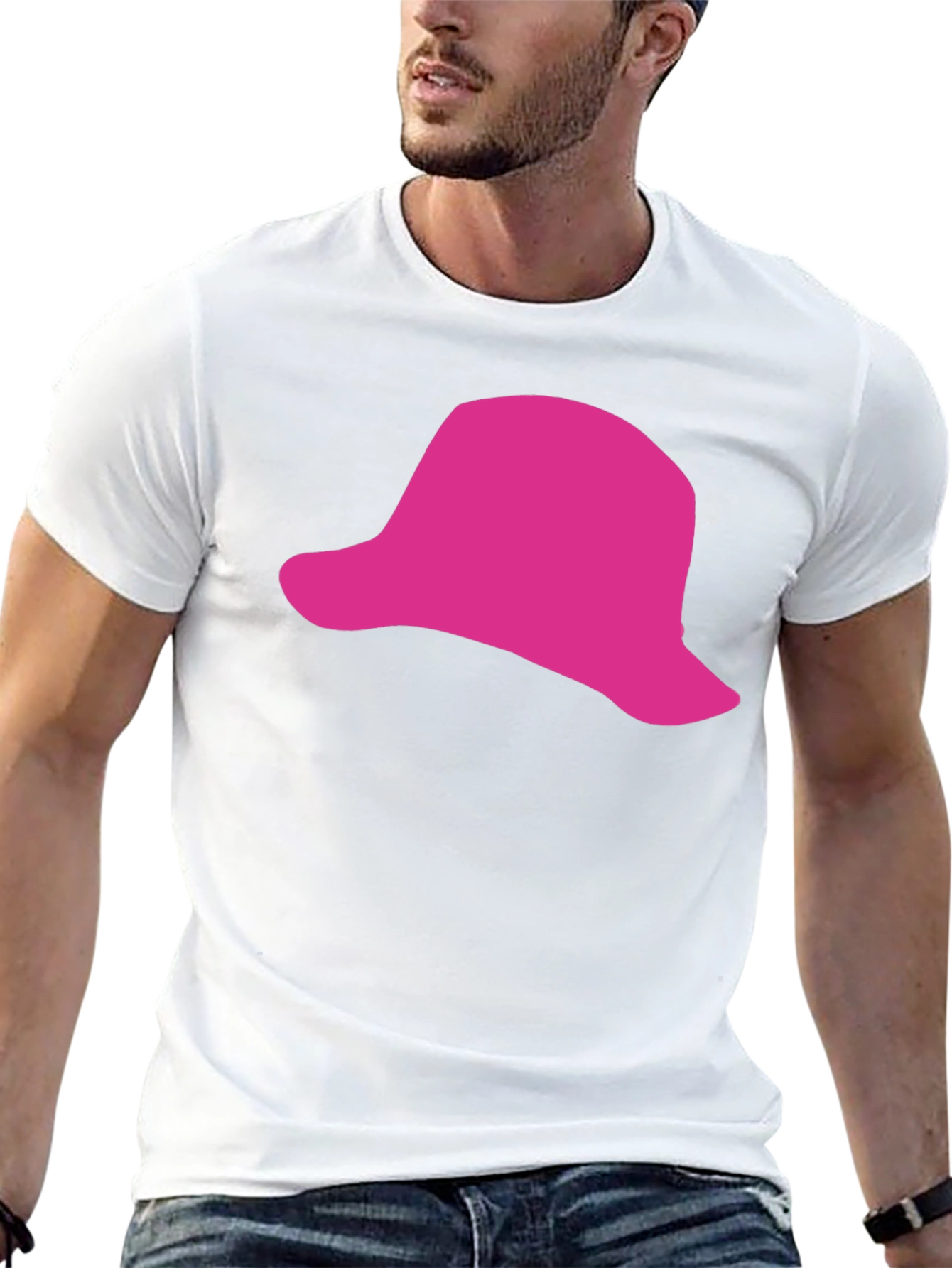 Black Pink Hat Graphic Black T-Shirt - Casual Style view 13