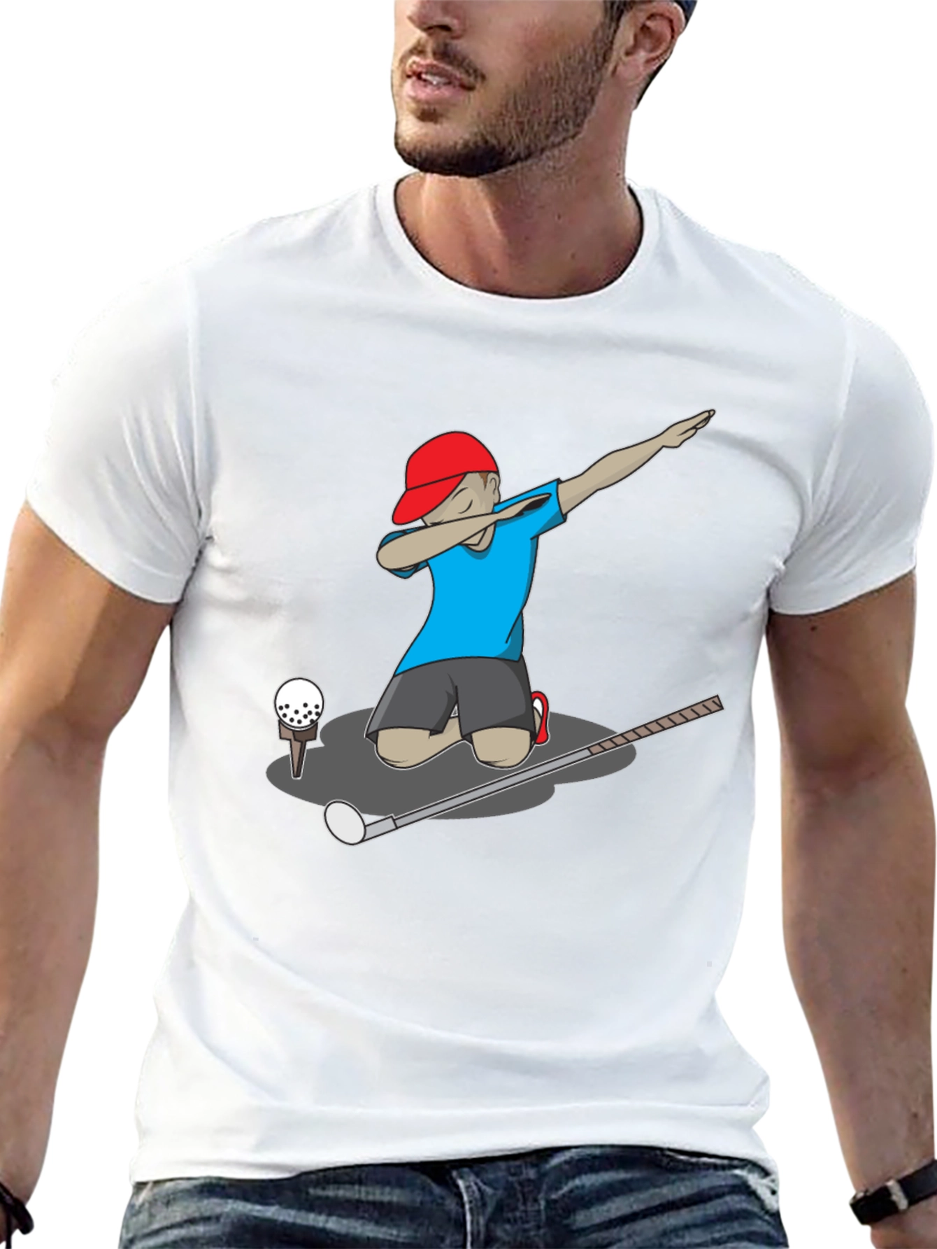 Black Dabbing Golfer Graphic T-Shirt view 13