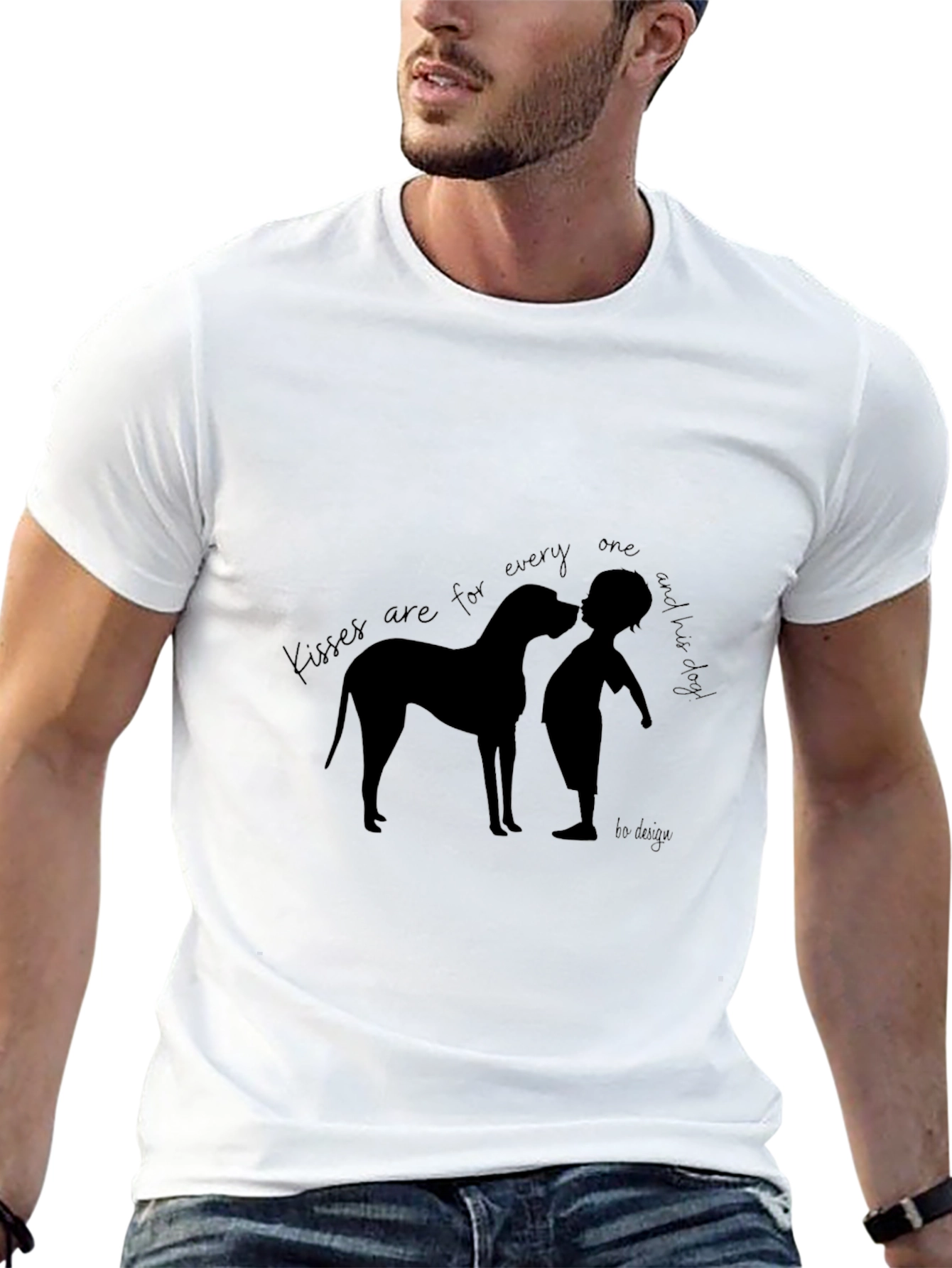 Black Dog Kisses T-Shirt - Unisex Short Sleeve Crew Neck Tee view 13