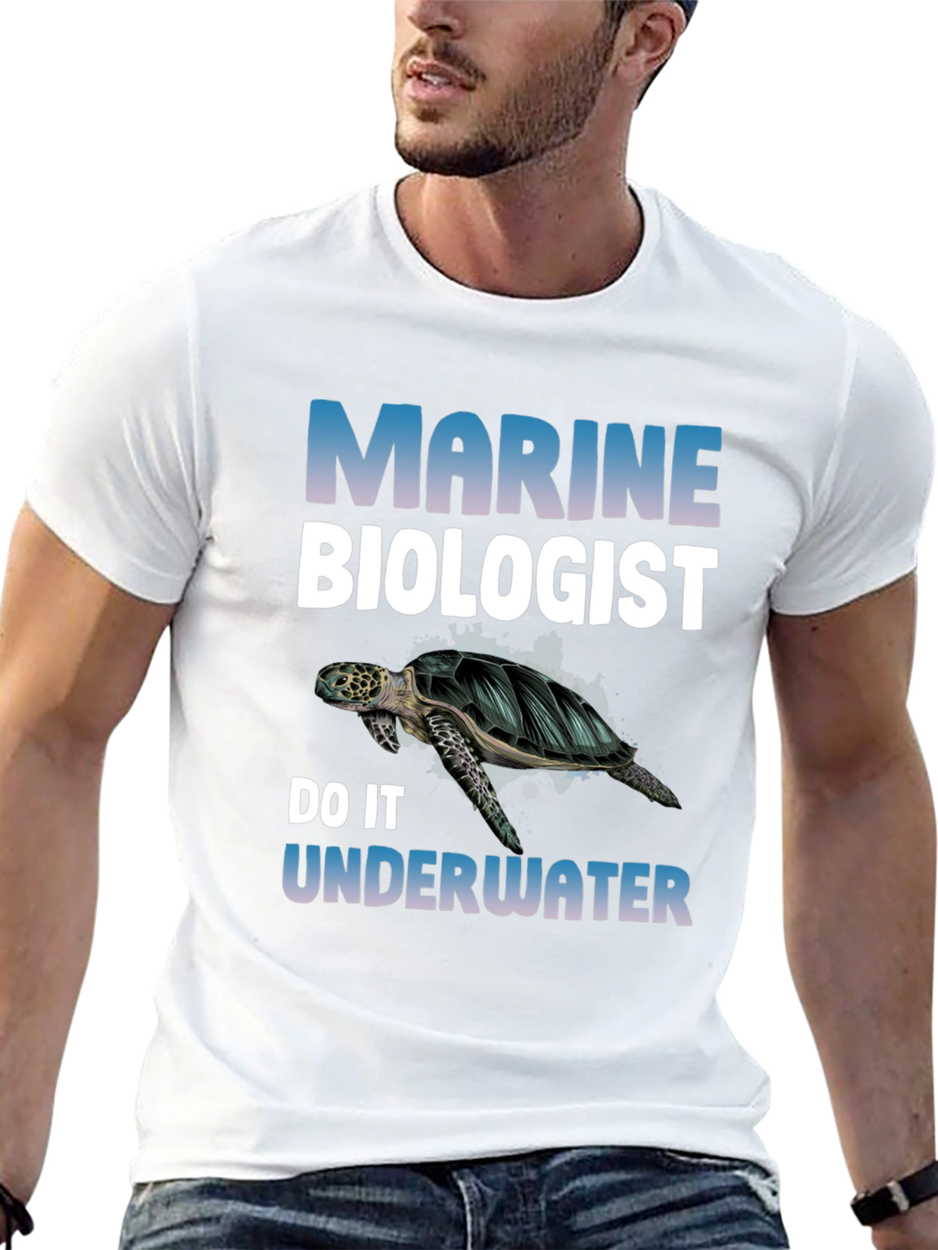 Black Marine Biologist Turtle Graphic Tee view 13