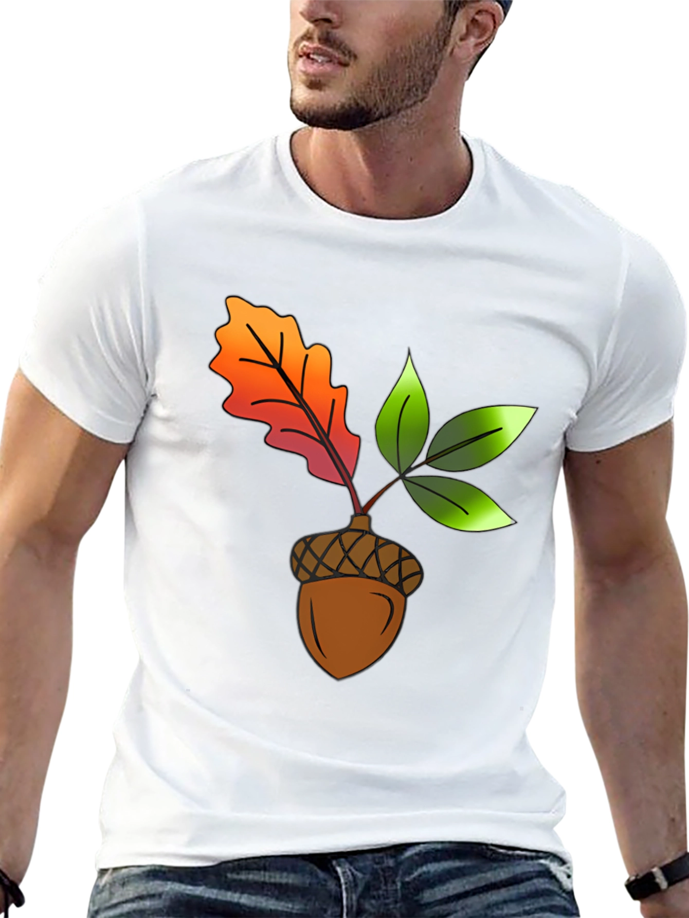 Black Acorn & Leaves Graphic T-Shirt view 13