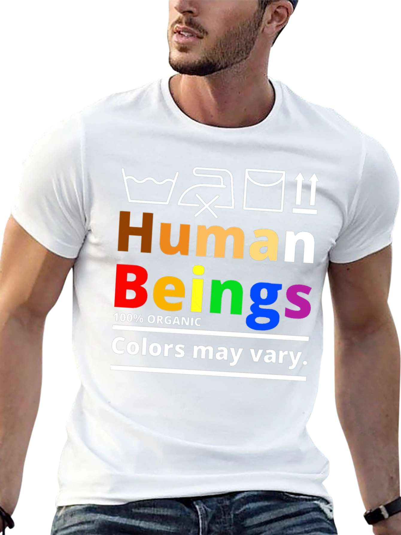Black Human Beings Organic Rainbow Pride T-Shirt view 13