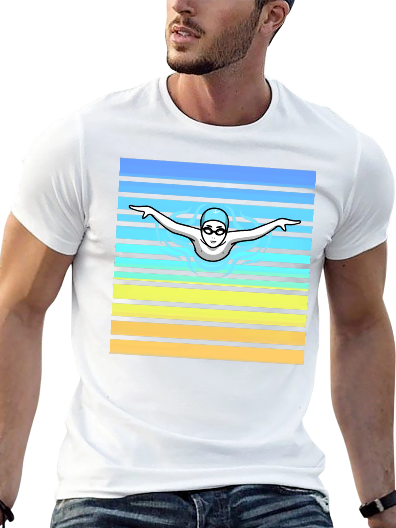 Black Swimmer Graphic Tee - Retro Style view 13