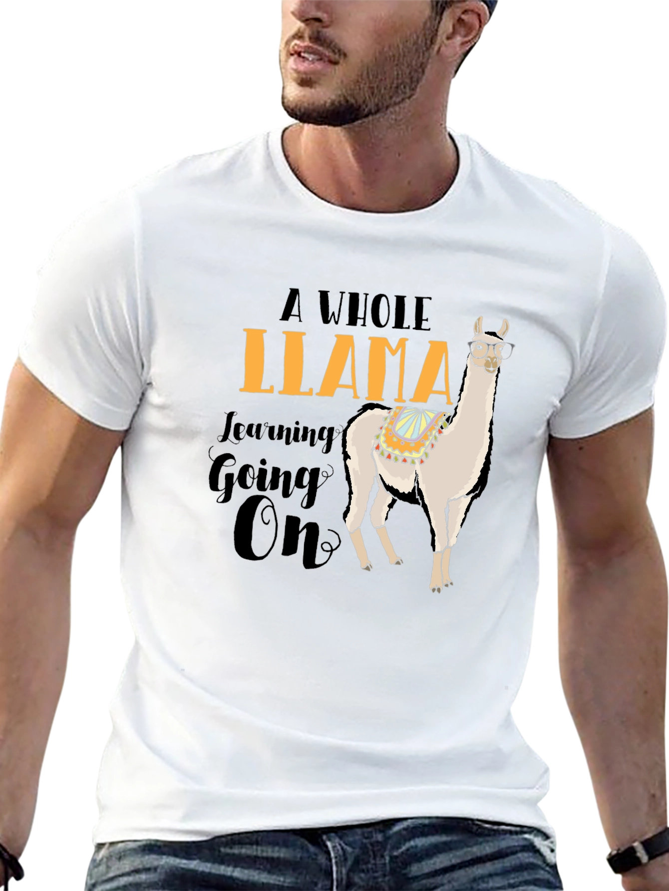 Black Funny Llama T-Shirt - A Whole Llama Learning Going On view 13