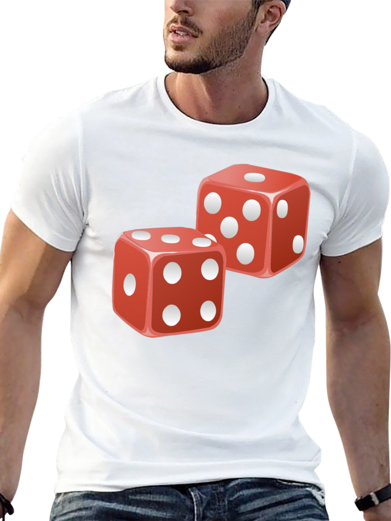 Lucky Dice Graphic T-Shirt - Black Cotton Tee - 13