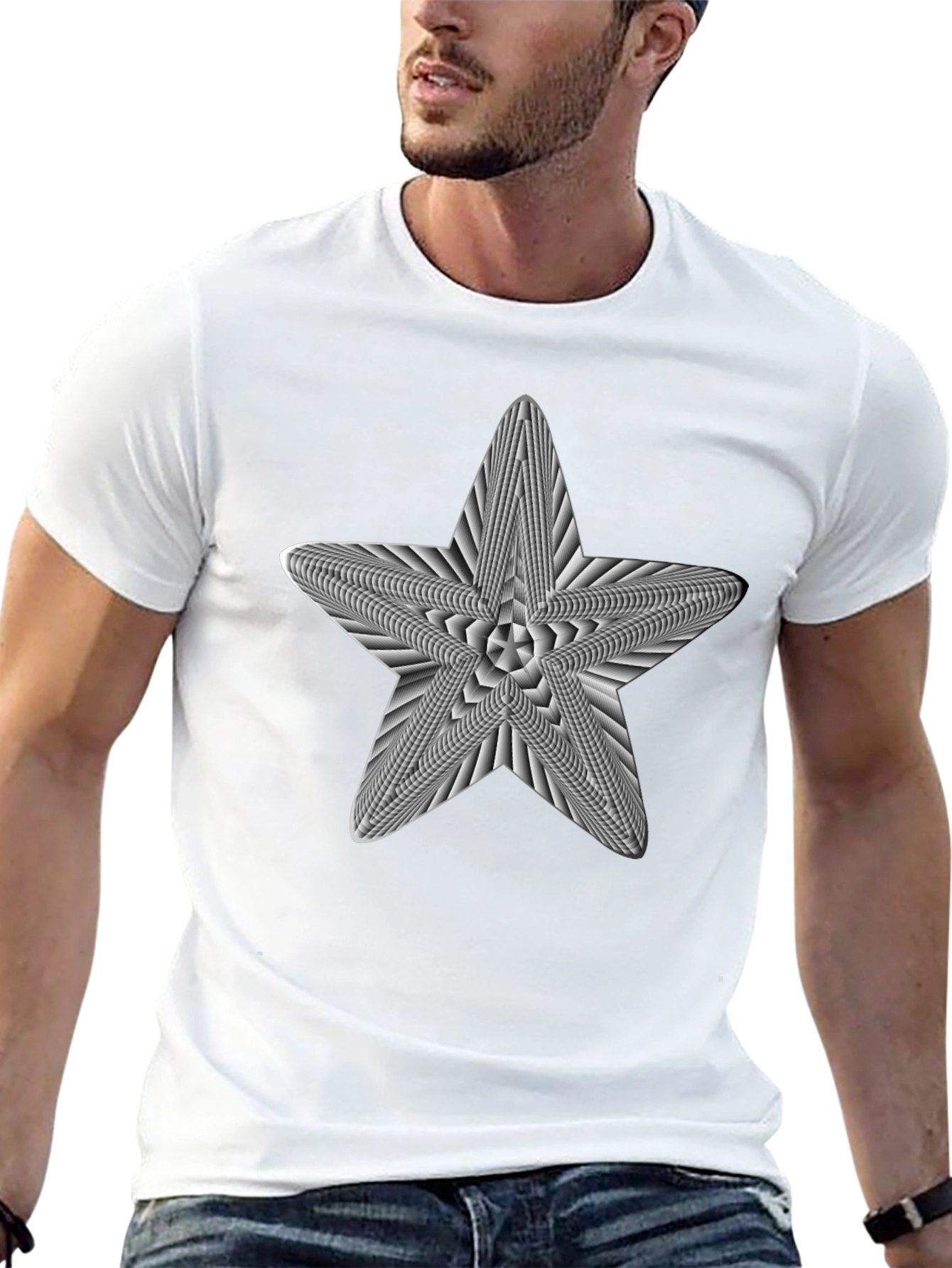 Black Optical Illusion Star Graphic Tee view 13