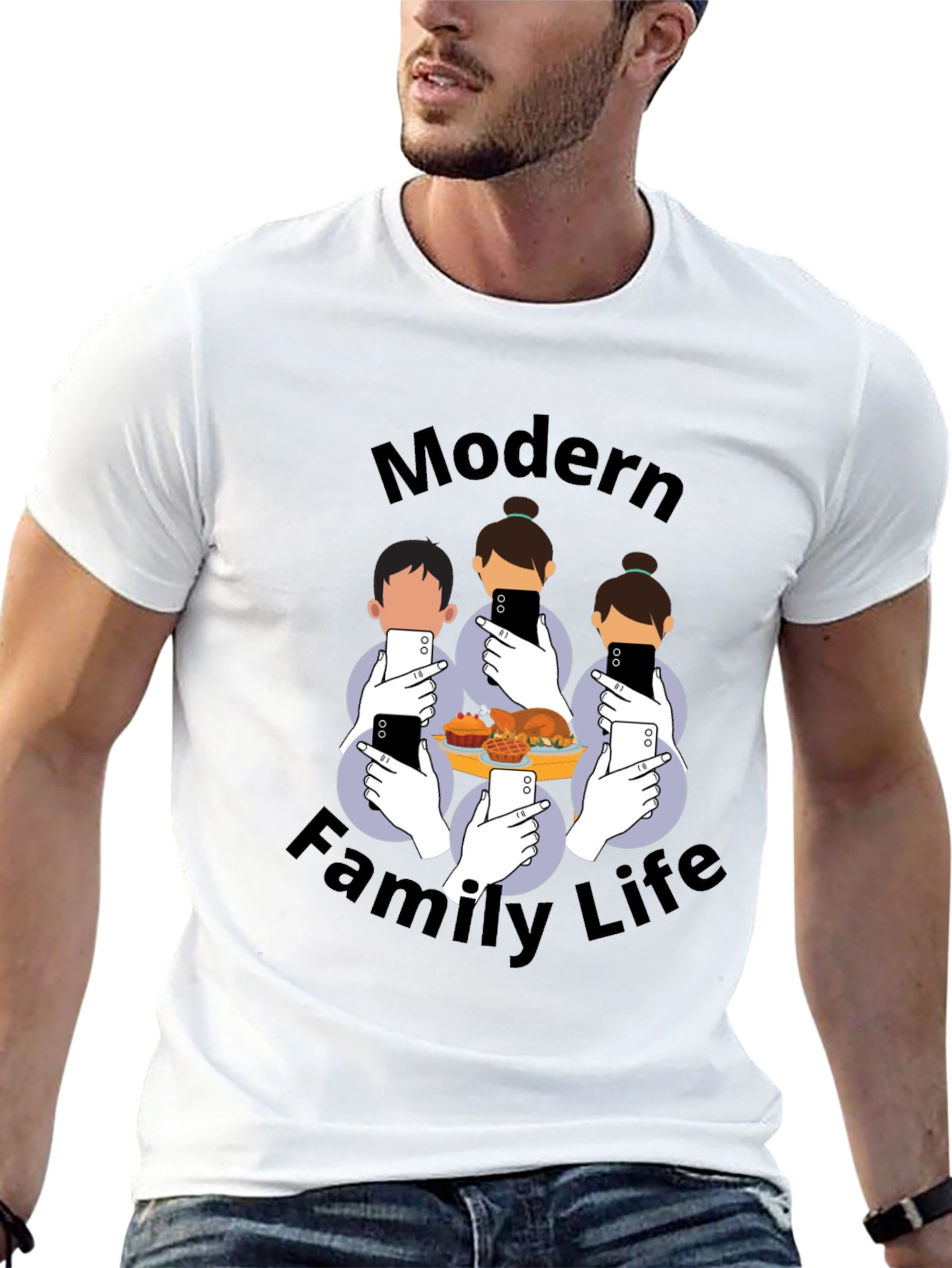 Black Modern Family Life T-Shirt - Social Media Thanksgiving Tee view 13