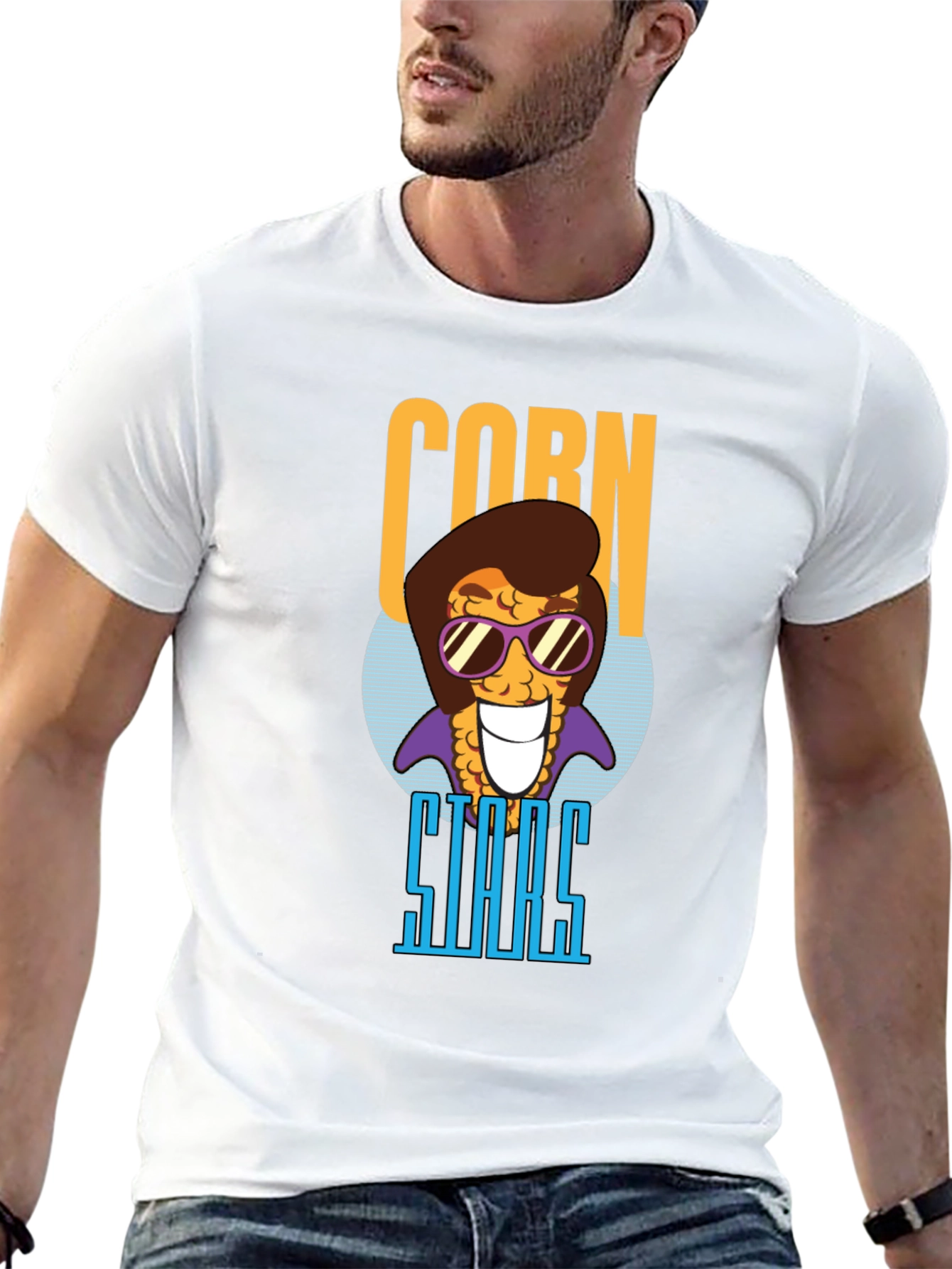 Black Corn Stars Graphic T-Shirt - Funny Foodie Tee view 13