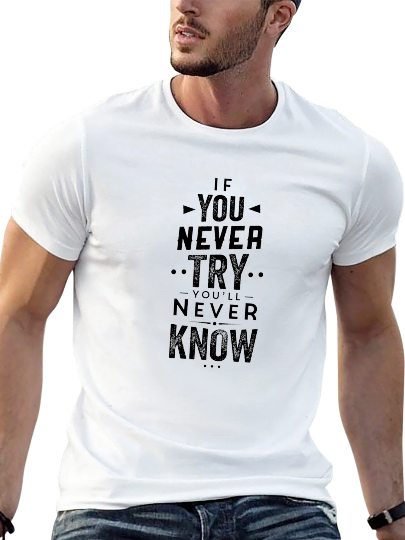 Black Inspirational 'Never Try' Black Graphic Tee view 13