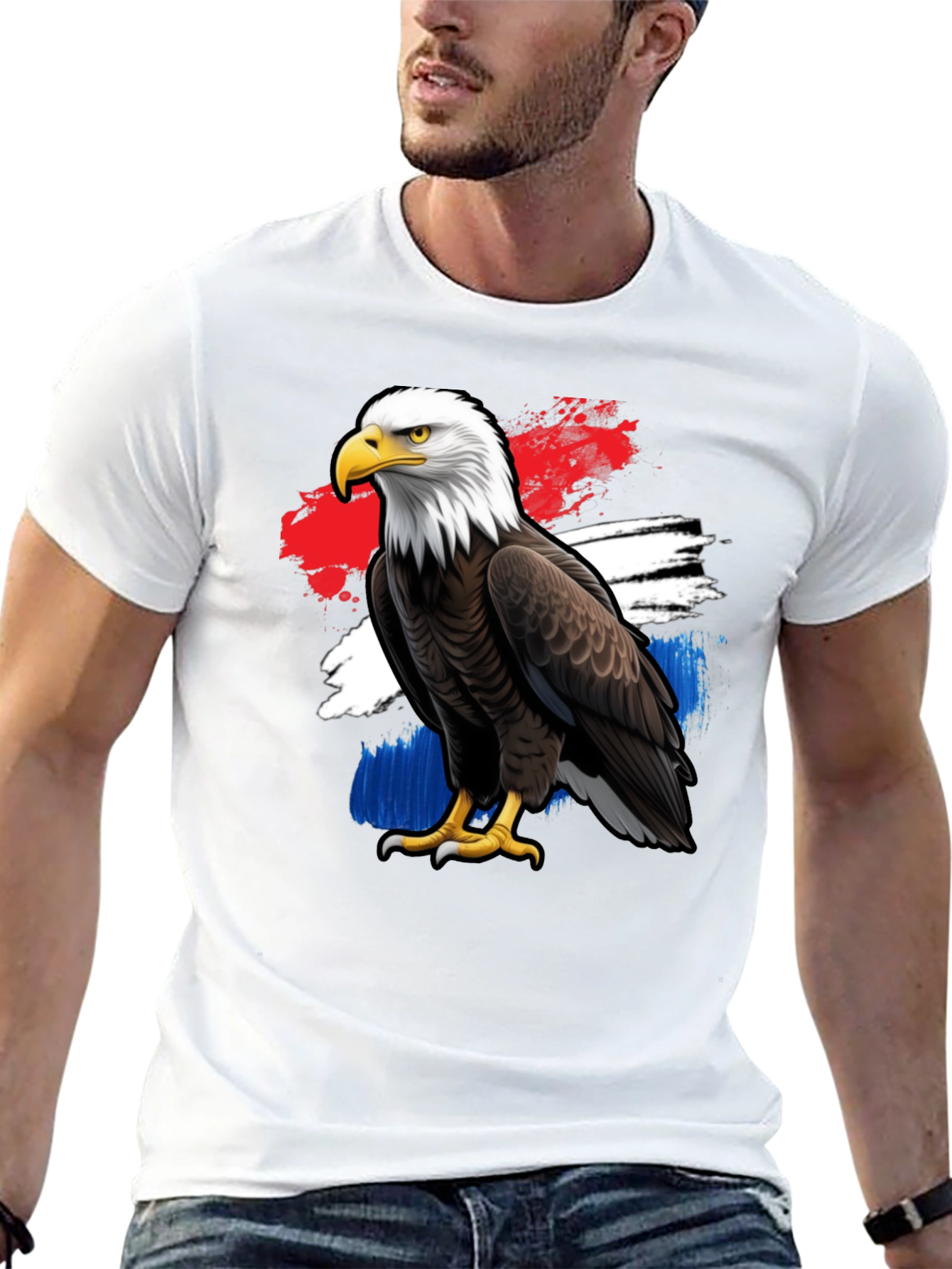 Black Patriotic Eagle Graphic Tee - Black Crew Neck T-Shirt view 13