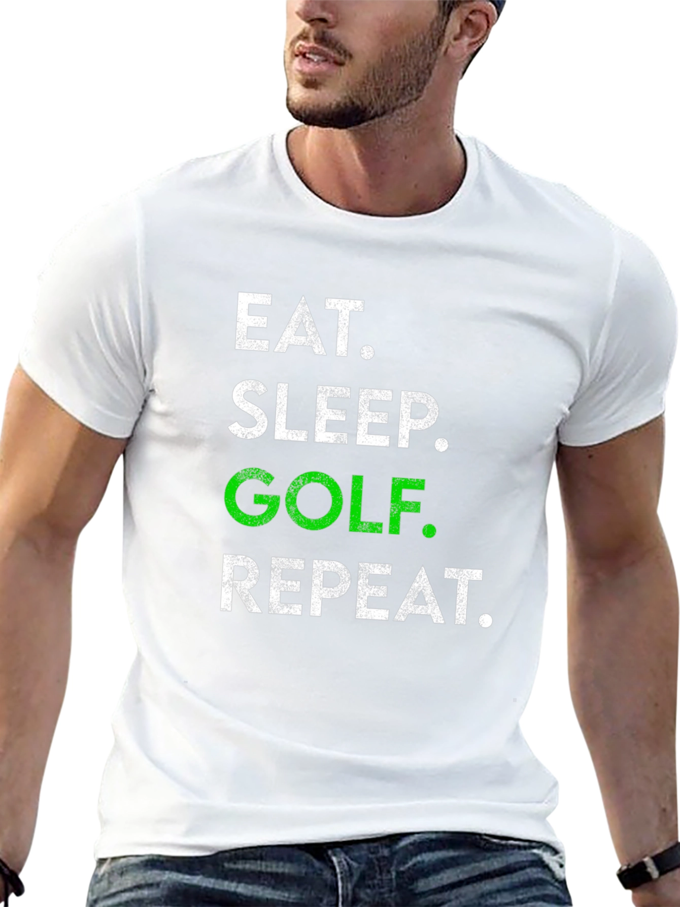 Black Eat Sleep Golf Repeat Graphic Tee - Golf Lover T-Shirt view 13
