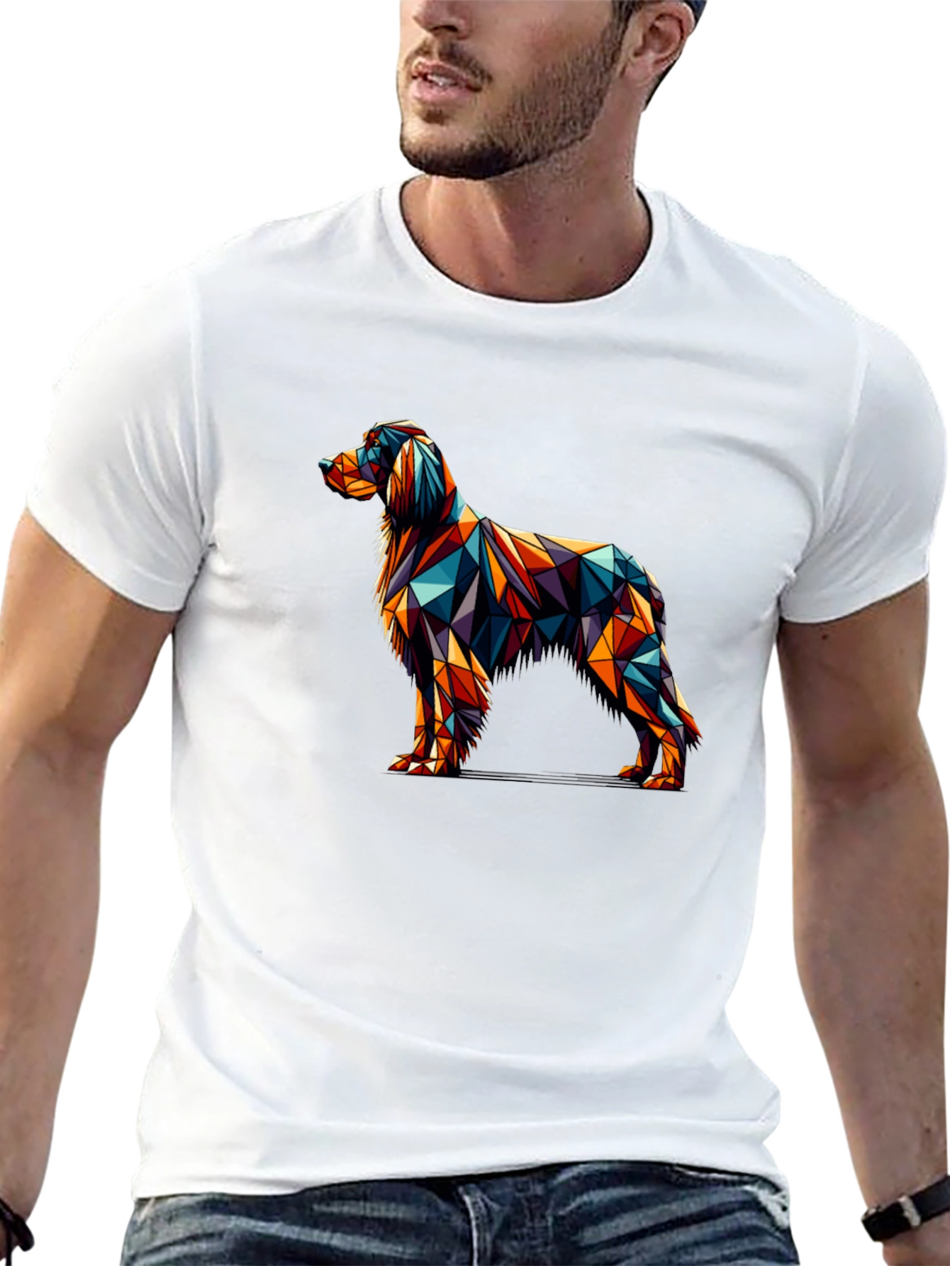 Black Geometric Dog Graphic Tee - Modern Art Shirt view 13