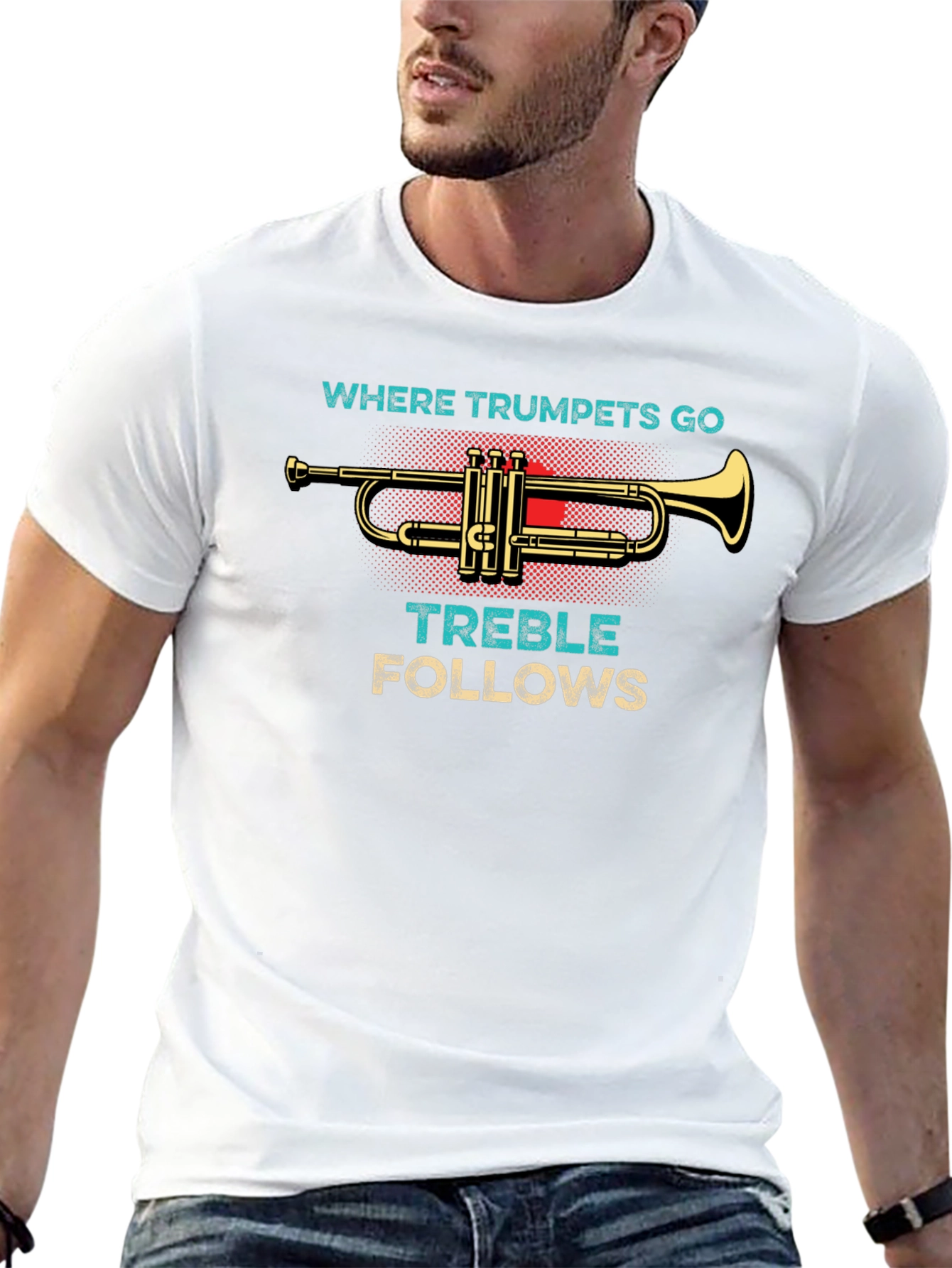 Black Where Trumpets Go Treble Follows Black T-Shirt view 13