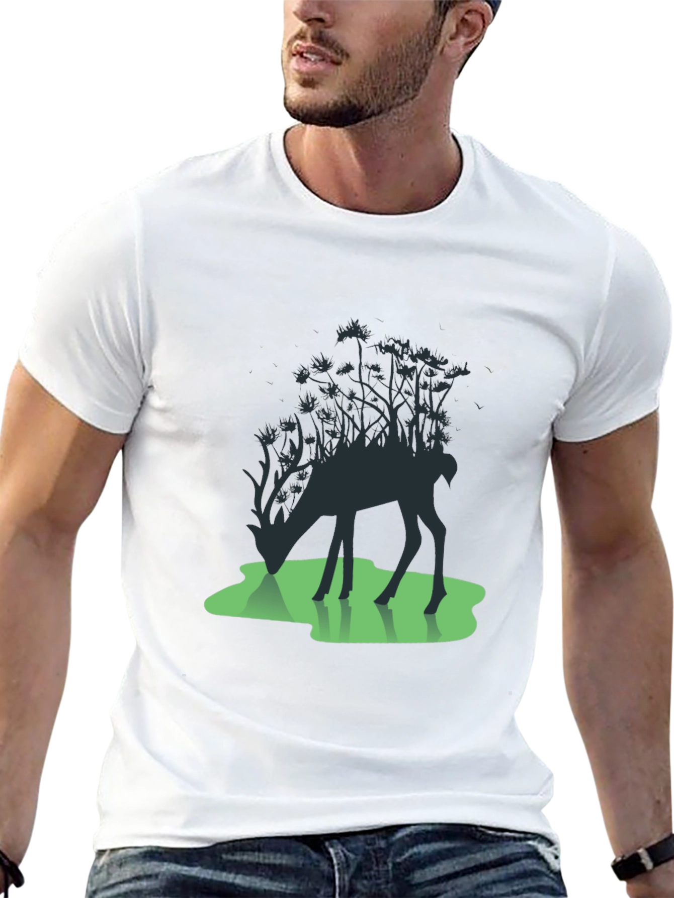 Nature Deer Silhouette Graphic Tee - 13