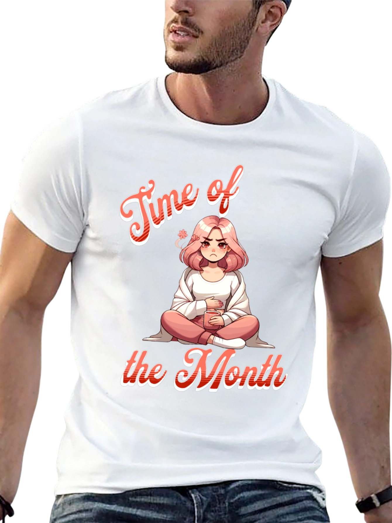 Black Time of the Month Graphic Tee - Funny Period Shirt view 13