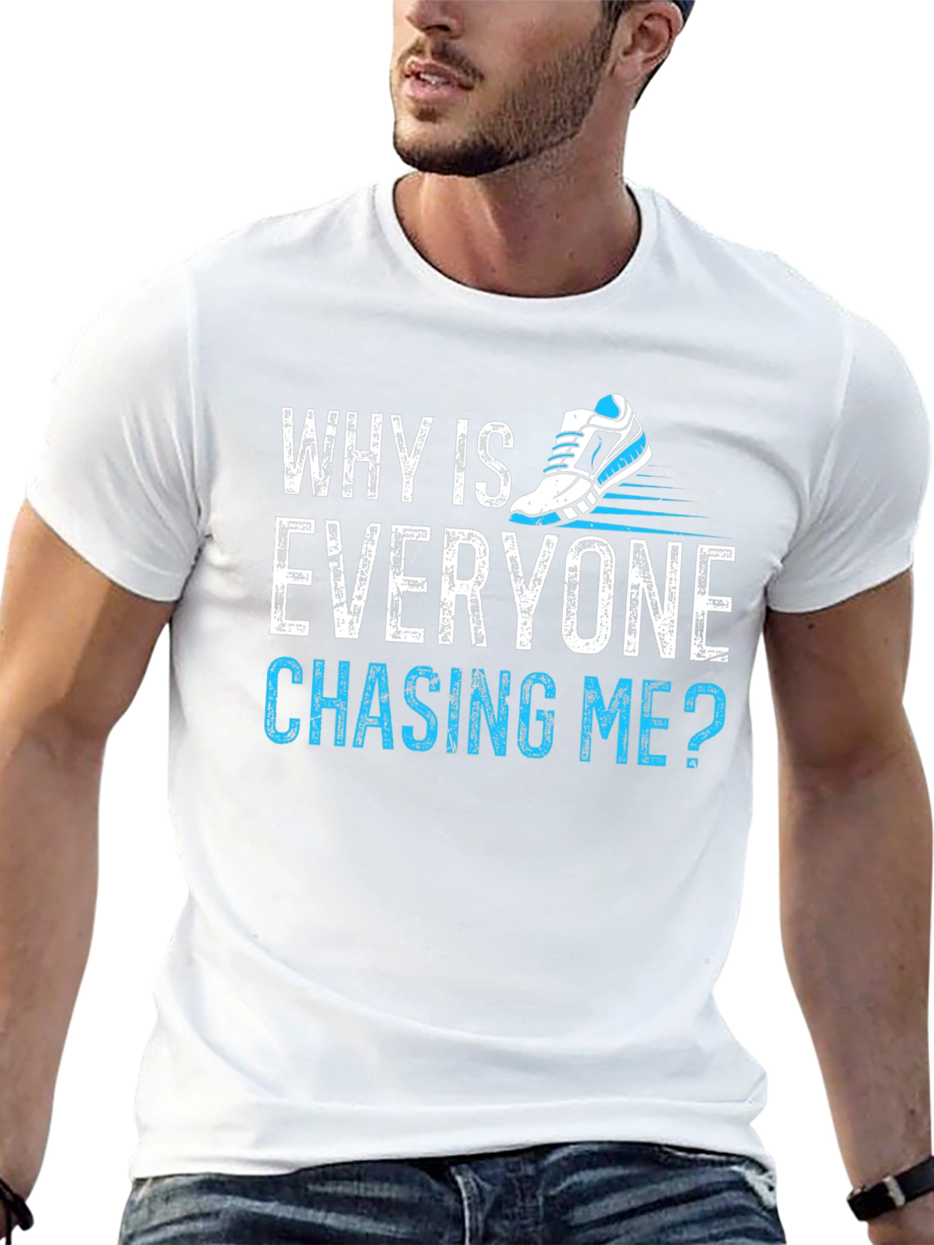 Black Why Is Everyone Chasing Me? Running T-Shirt view 13