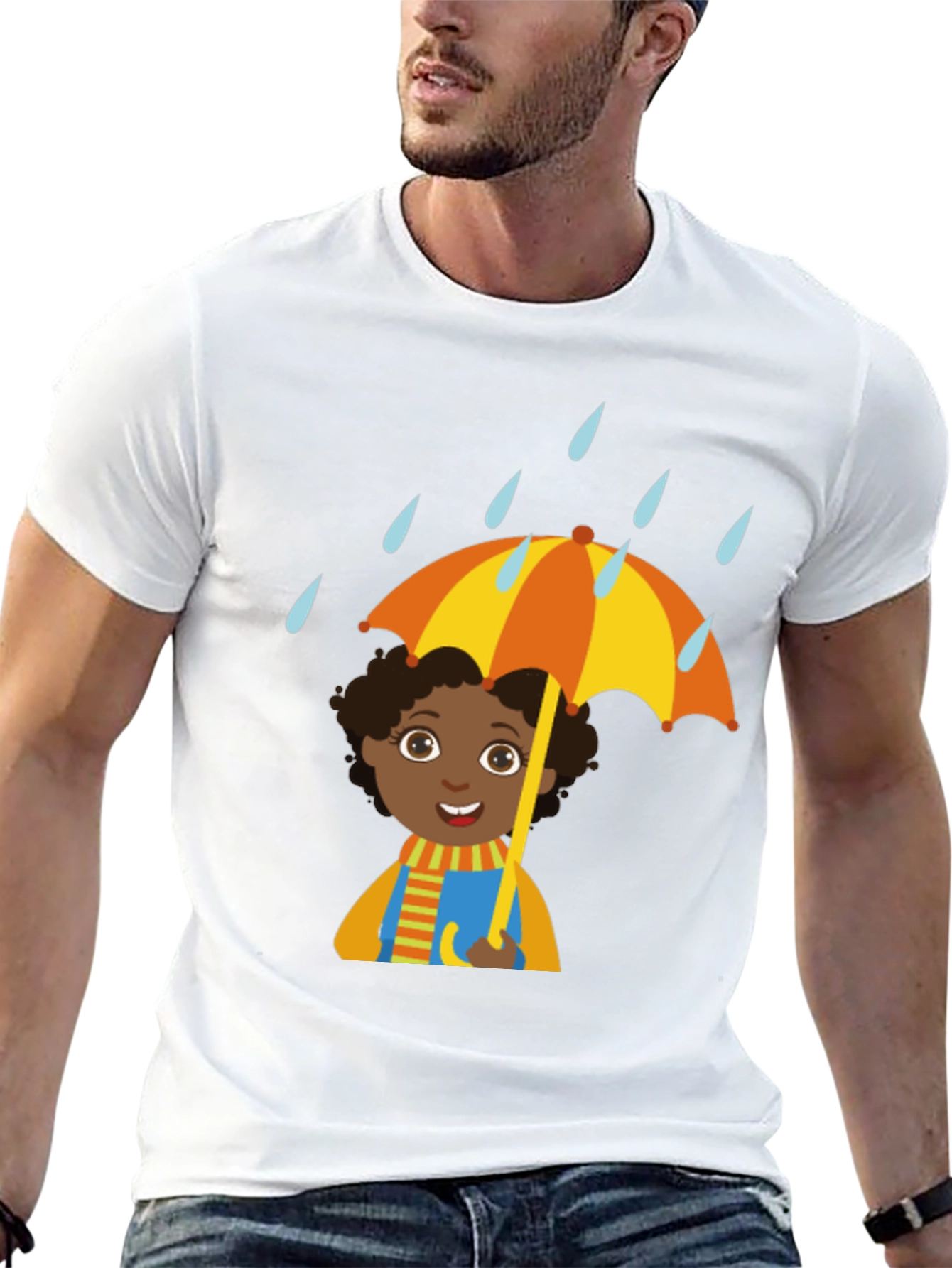 Black Rainy Day Cartoon T-Shirt view 13
