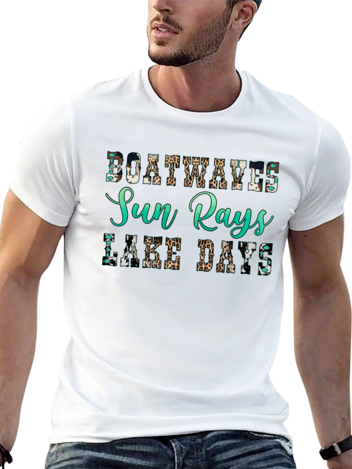 Black Boat Waves Sun Rays Lake Days Graphic Tee view 13