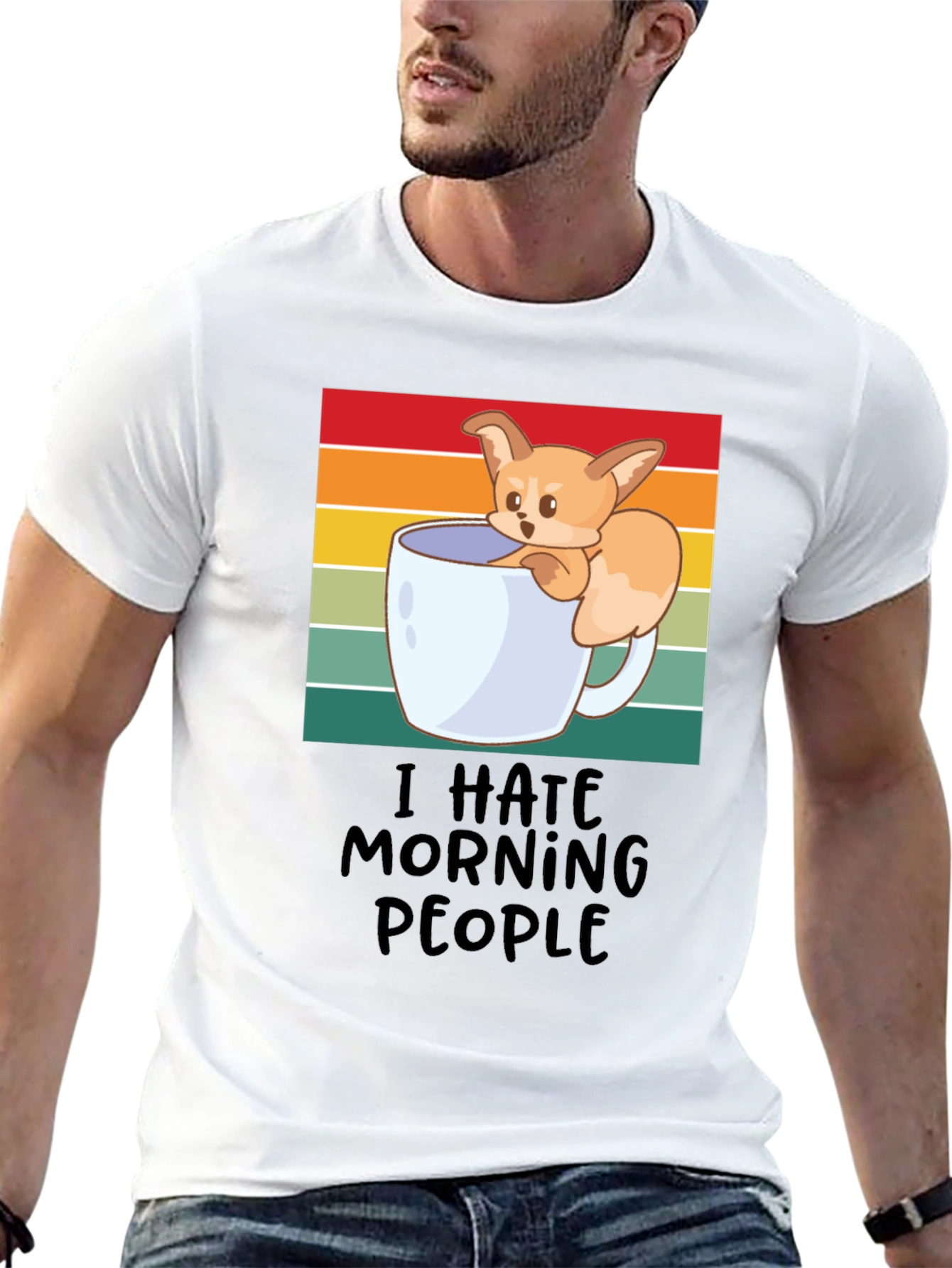 Black I Hate Morning People Fox Graphic Tee view 13
