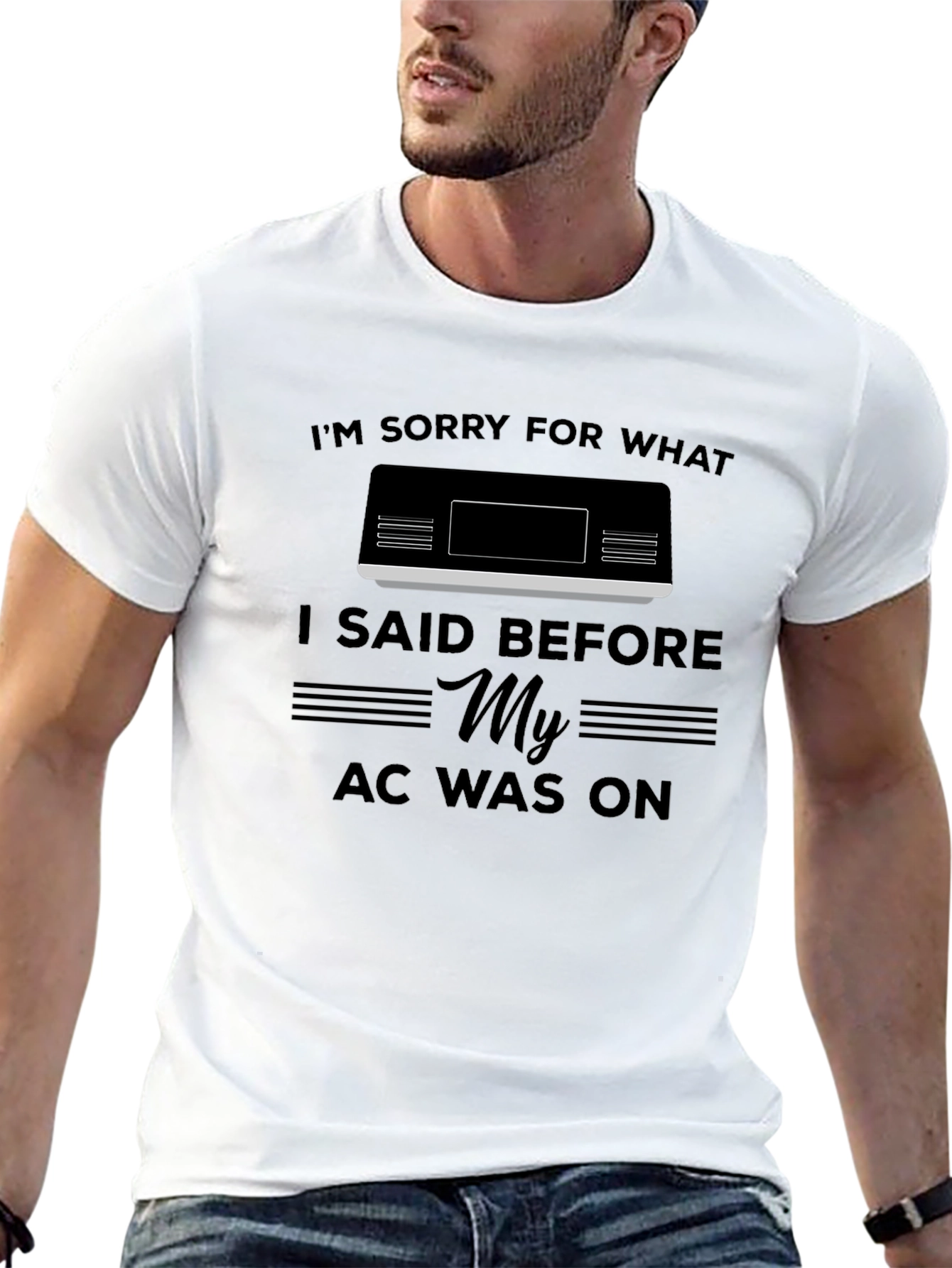 Black Funny "My AC Was On" Graphic T-Shirt view 13