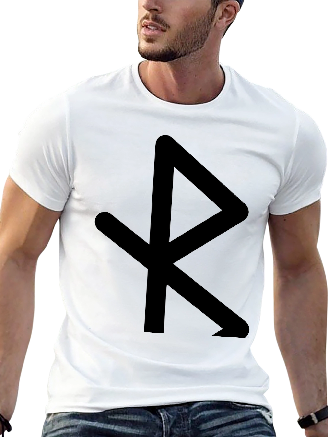 Black Black Rune Symbol T-Shirt | Viking Aesthetic Tee view 13