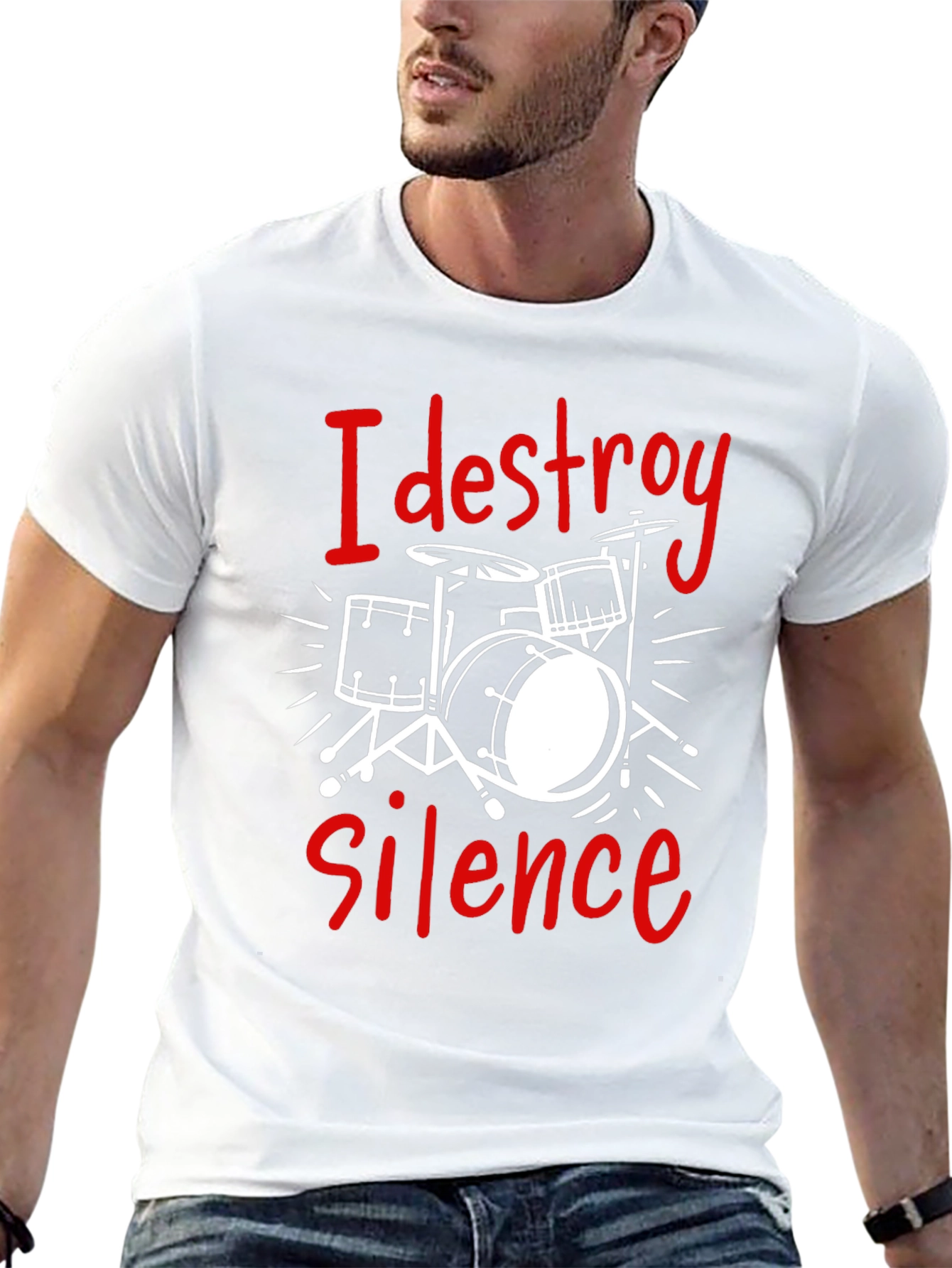 Black I Destroy Silence Drummer Tee view 13