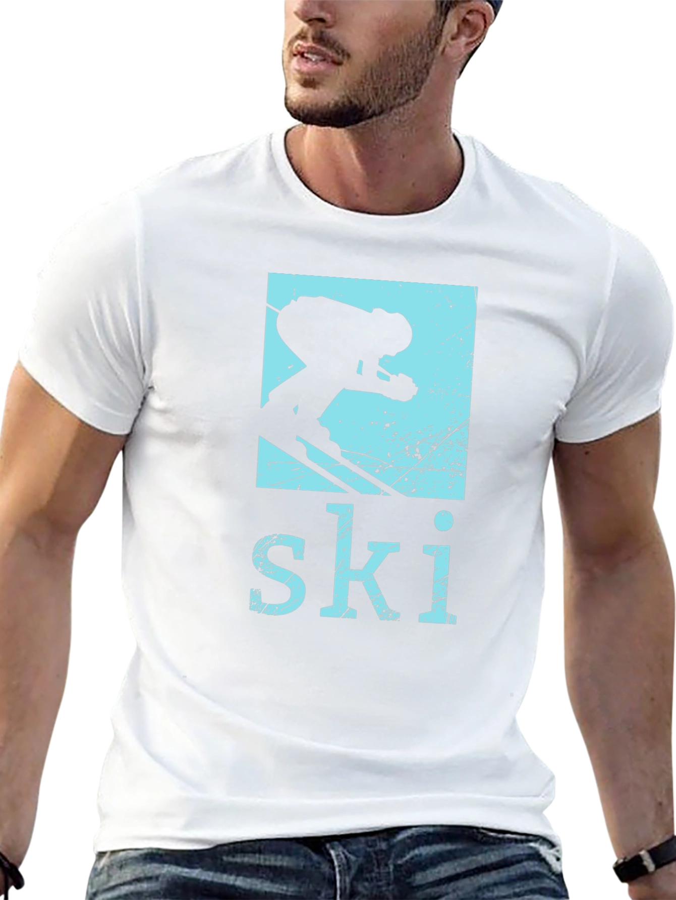 Black Retro Ski T-Shirt - Vintage Skiing Design view 13